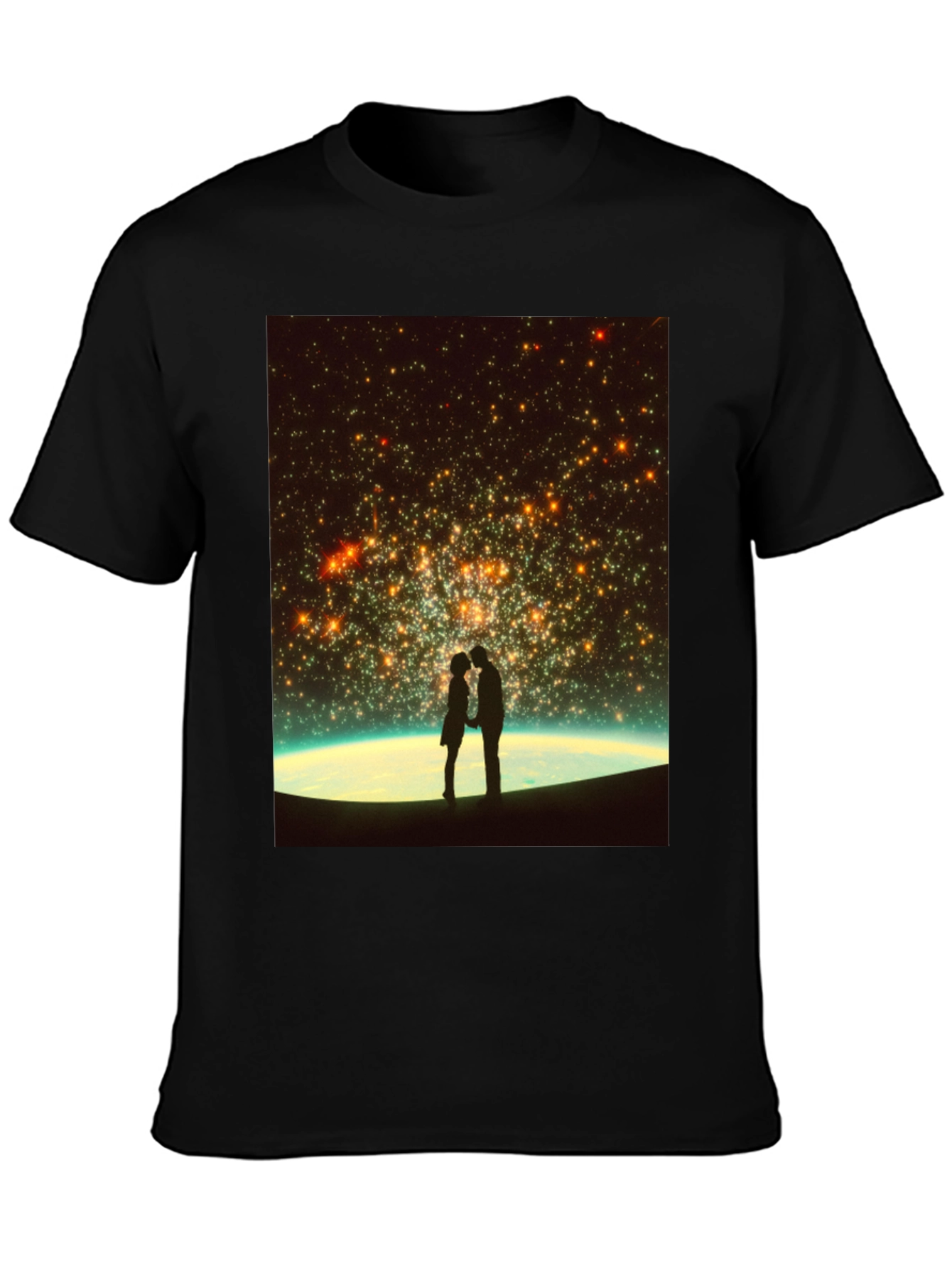 Black Romantic Stargaze T-Shirt - Unisex Black Tee view 3