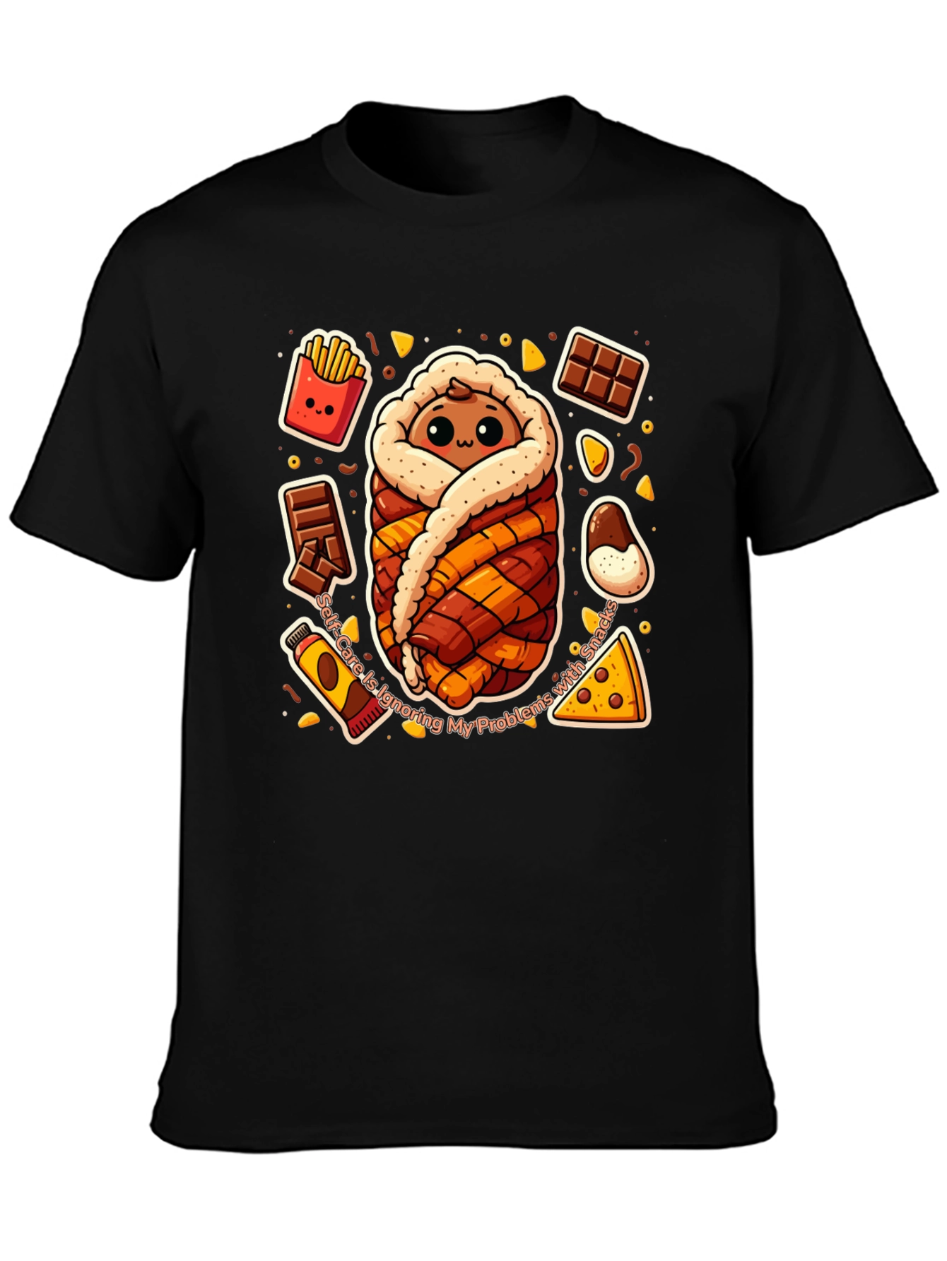 Black Snack Wrap T-Shirt Funny Graphic Tee view 3