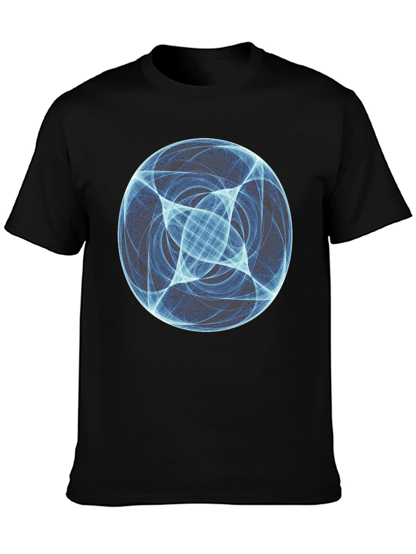 Black Abstract Blue Orb Graphic Black T-Shirt view 3