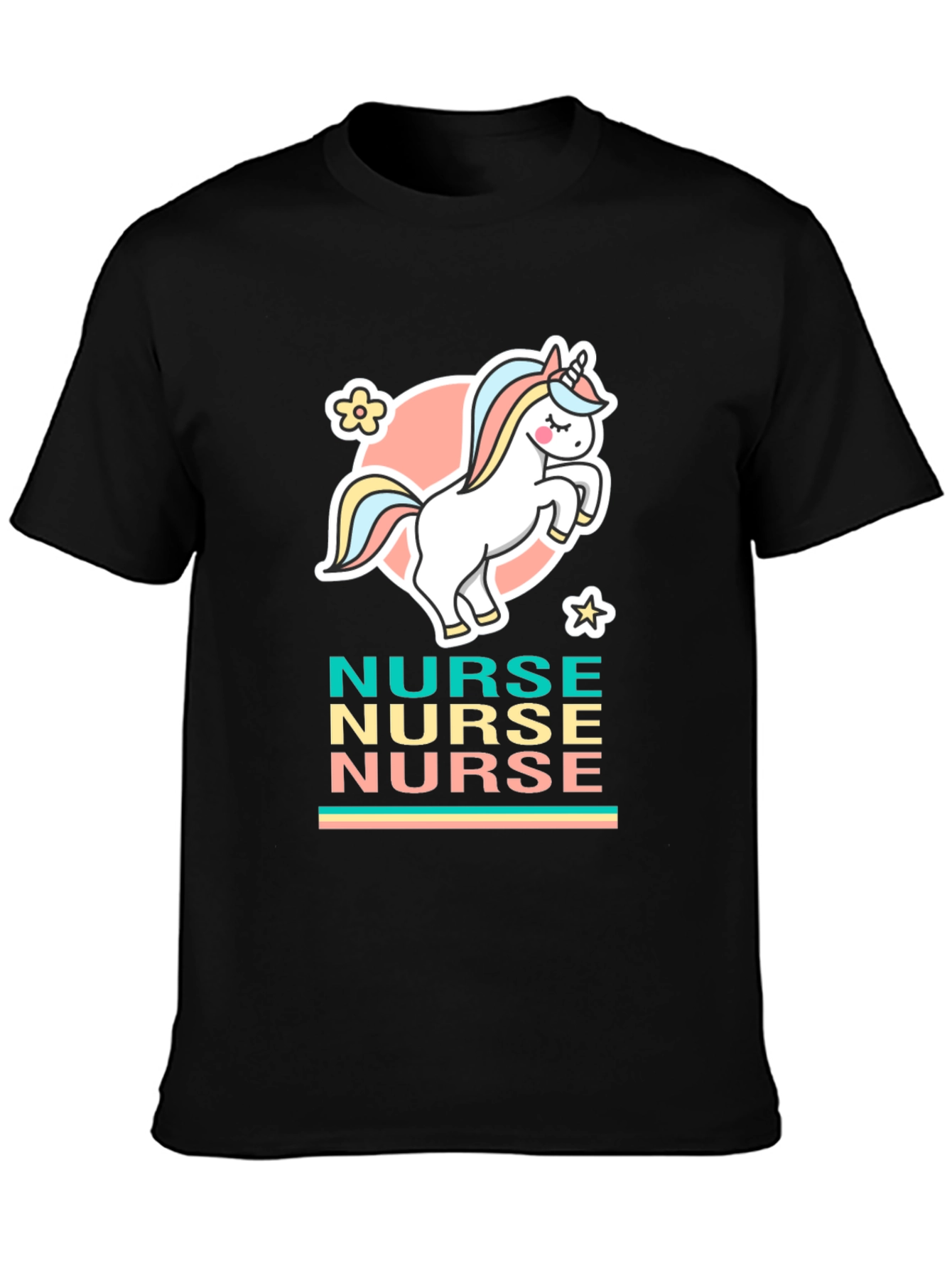 Black Unicorn Nurse T-Shirt - Cute & Comfy Cotton Tee view 3