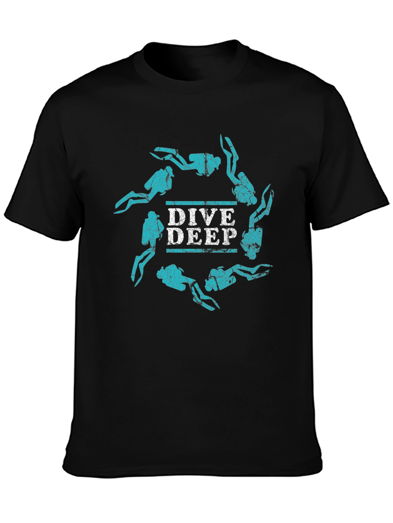 Black Dive Deep Scuba Diver Graphic T-Shirt view 3