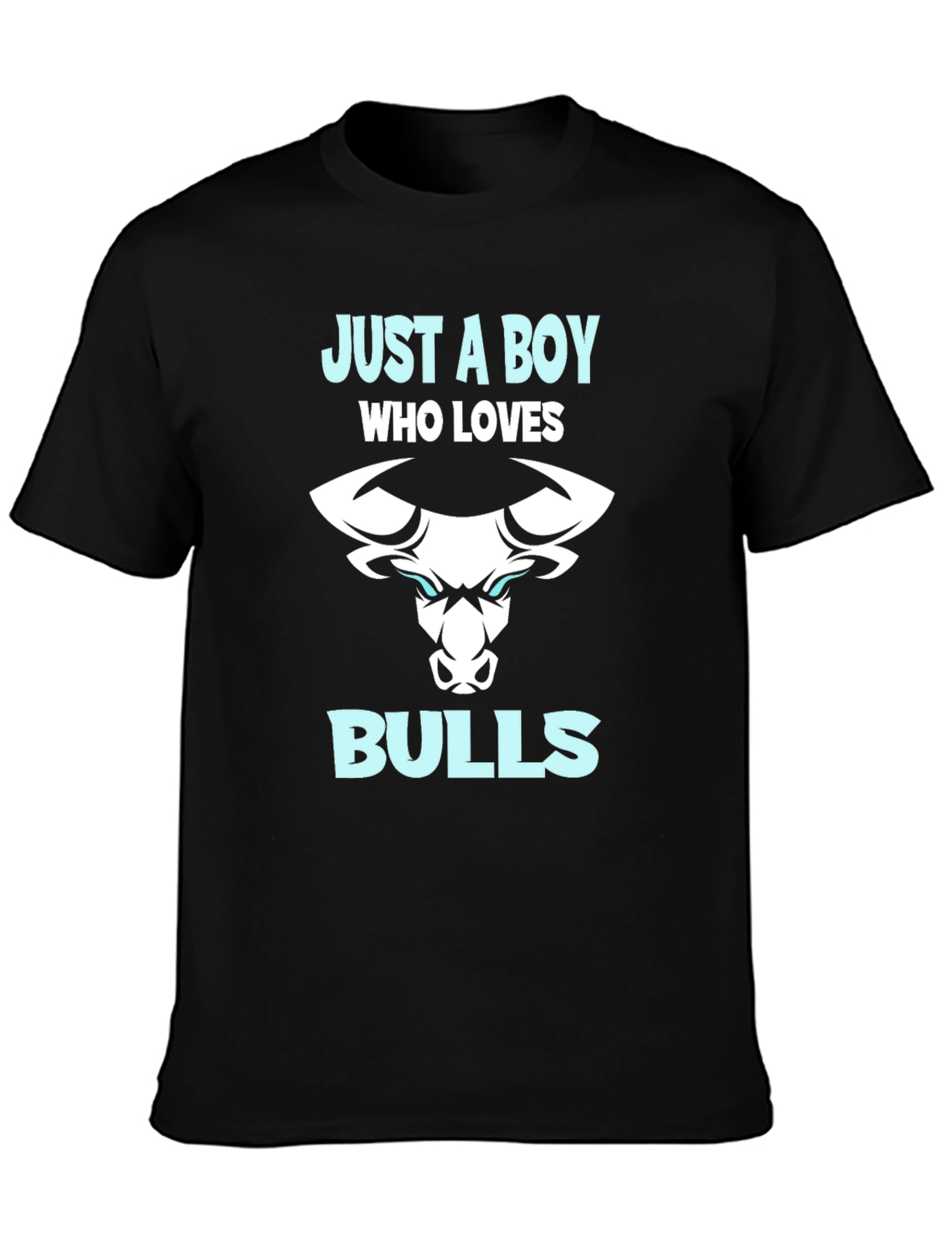 Black Just A Boy Who Loves Bulls T-Shirt view 3
