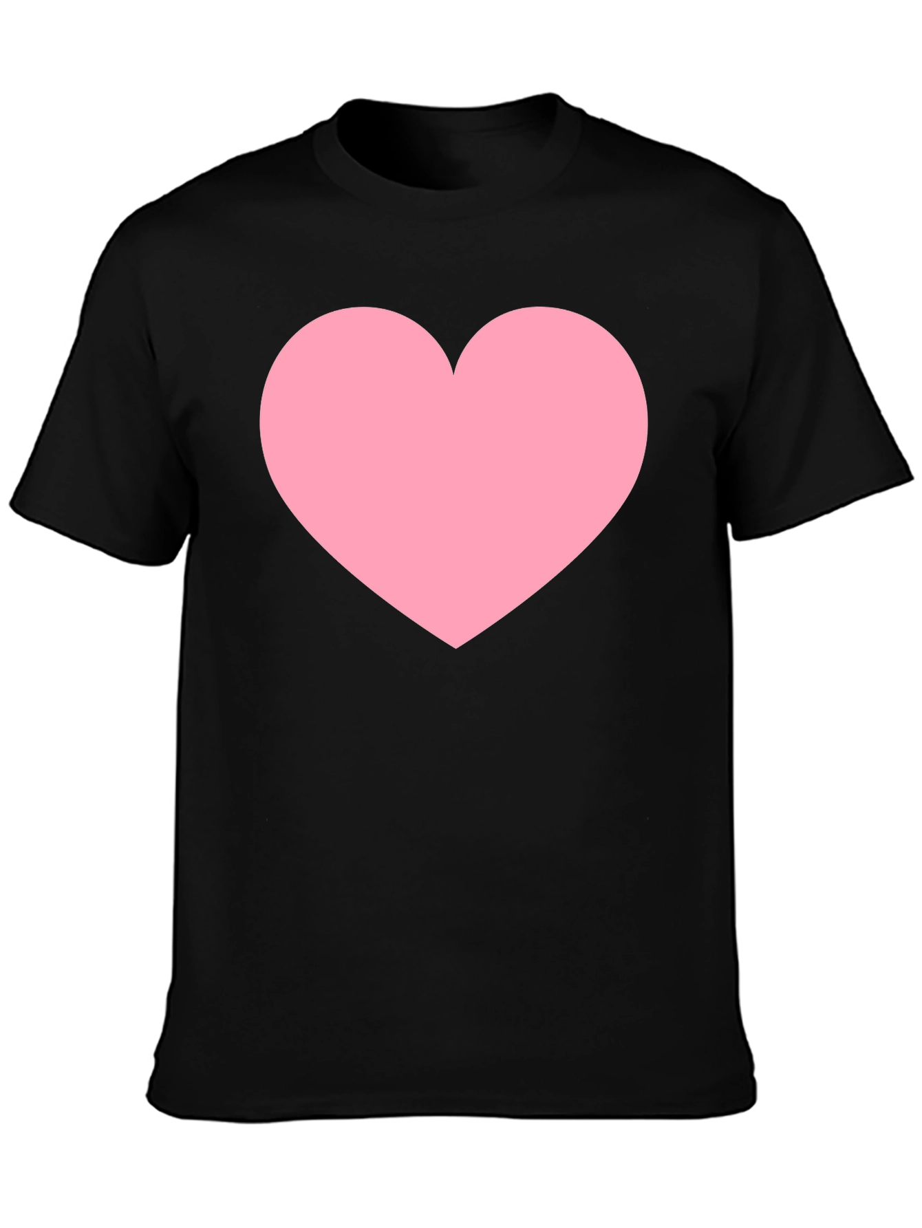 Black Men's Black T-Shirt with Pink Heart Print view 3