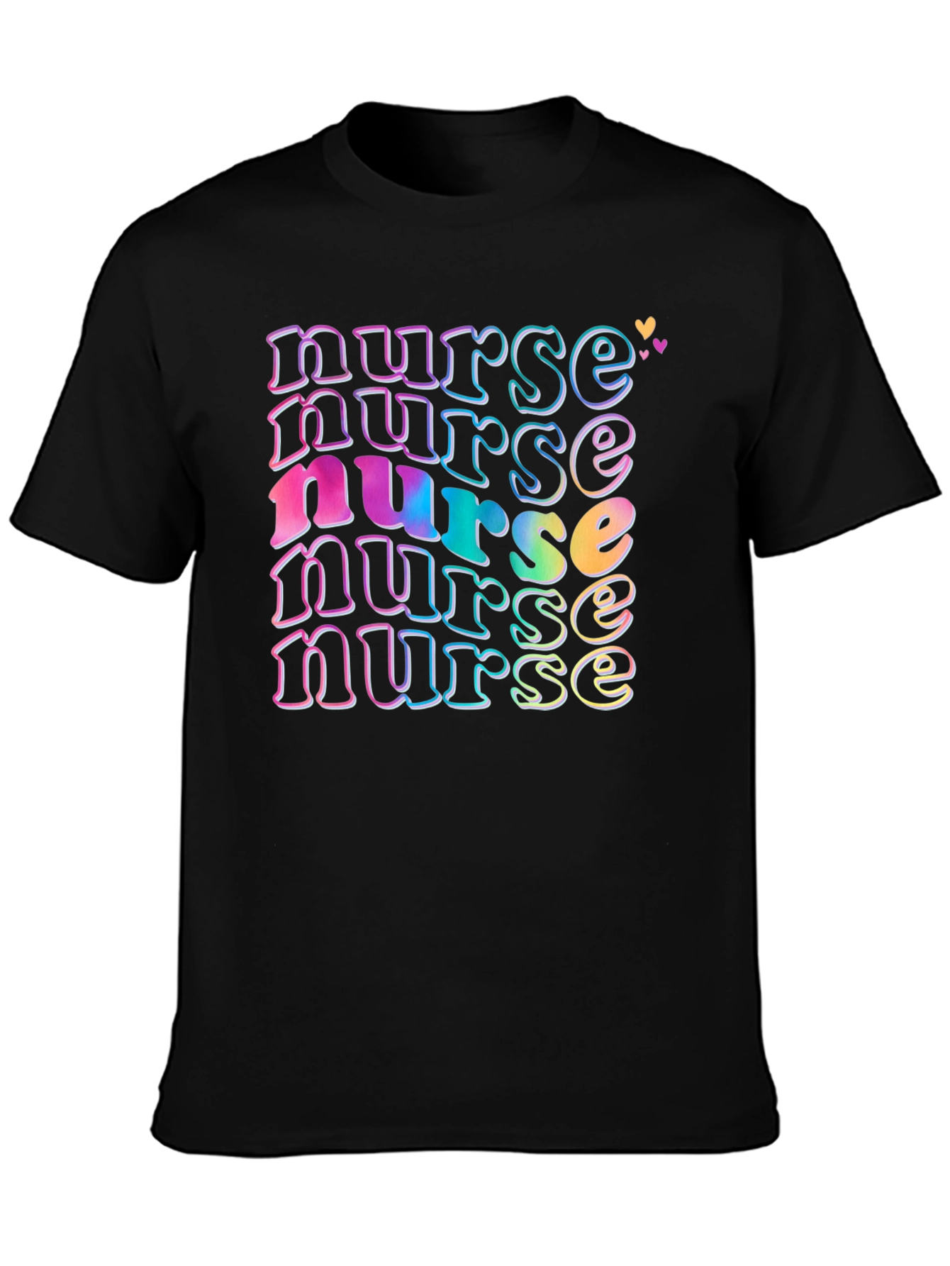 Black Retro Nurse T-Shirt, Colorful Graphic Tee view 3