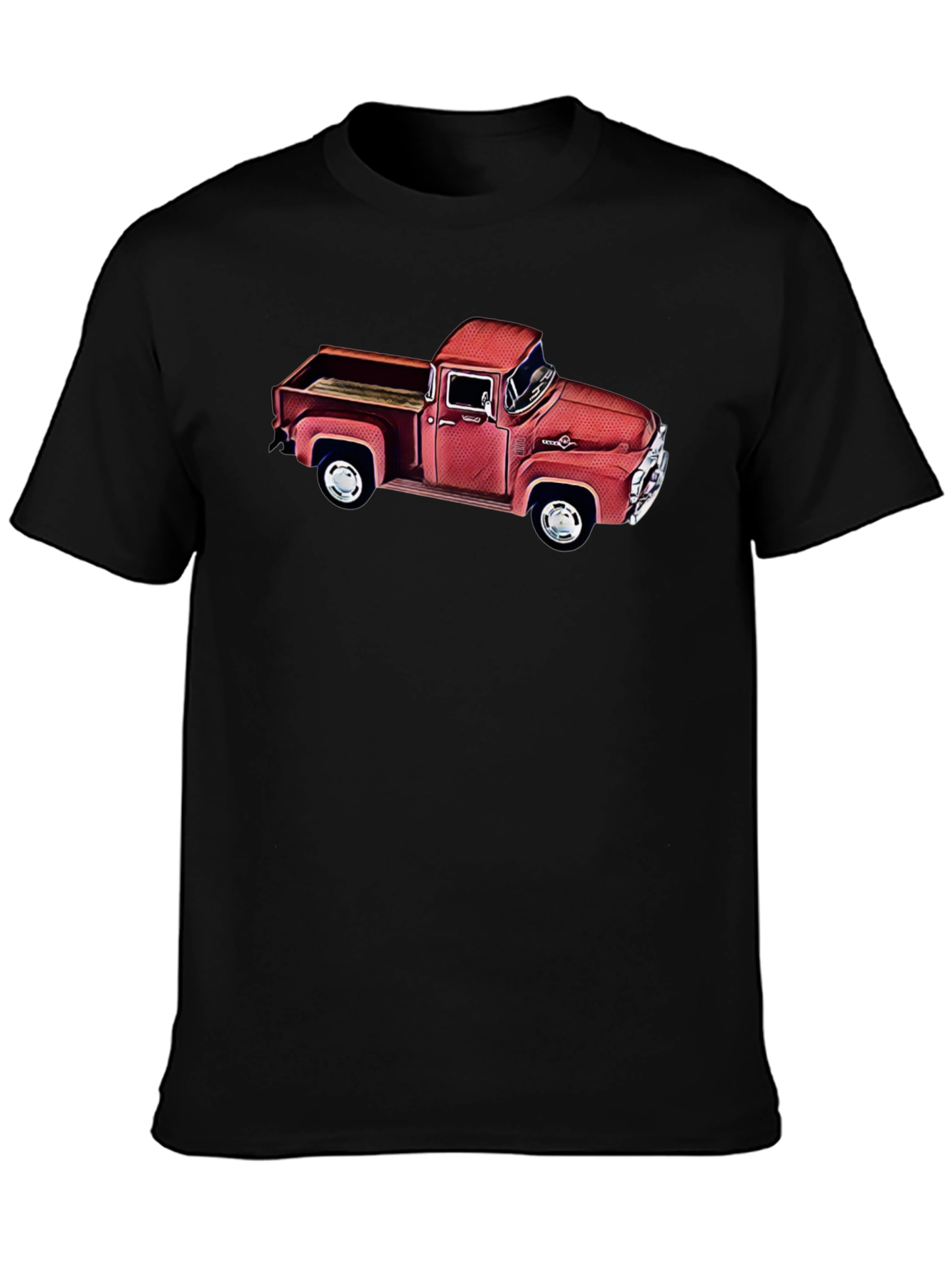 Black Vintage Red Truck Graphic T-Shirt - Classic Car Tee view 3