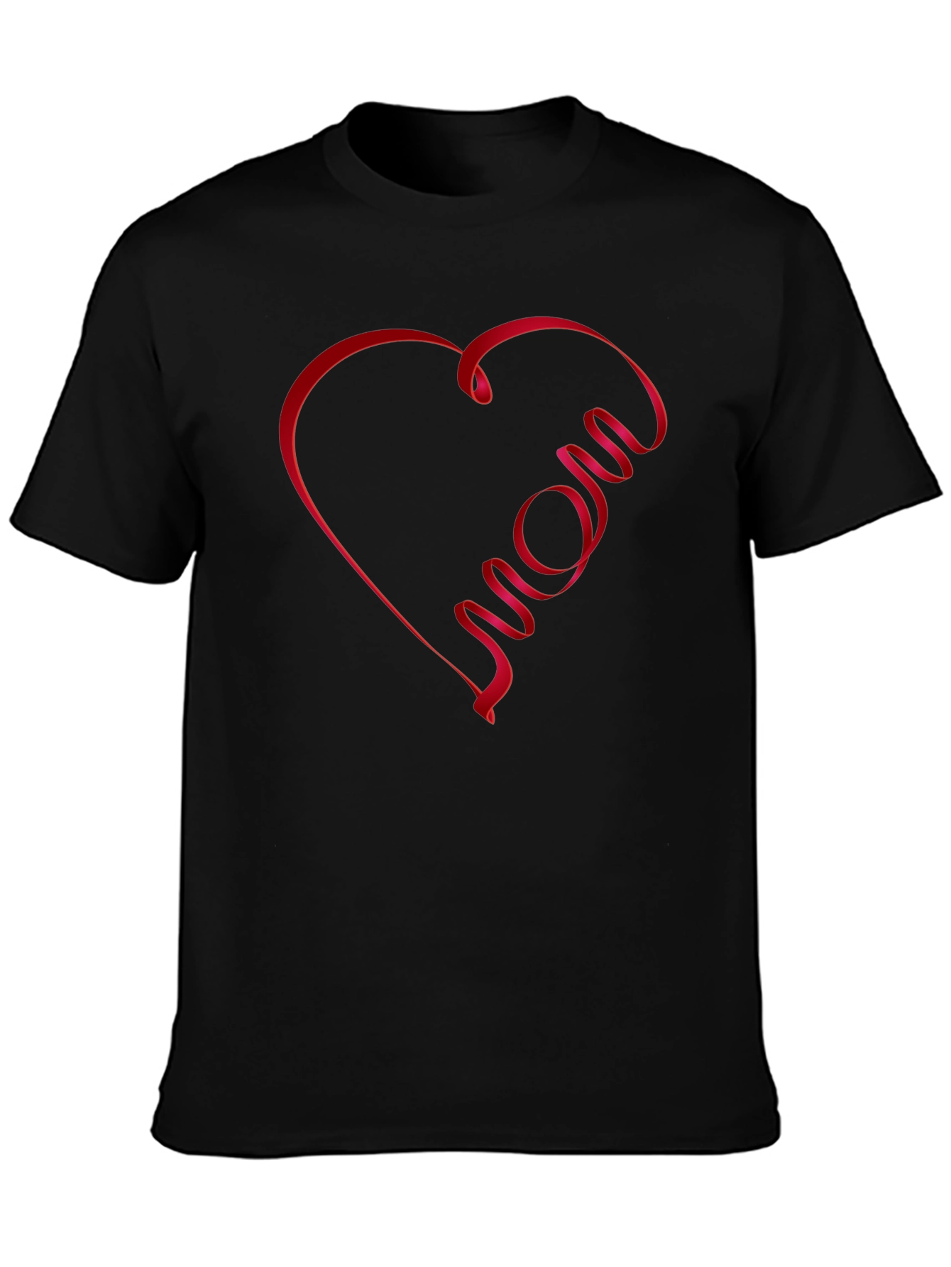 Black Mom Heart Graphic T-Shirt - Black Casual Tee view 3