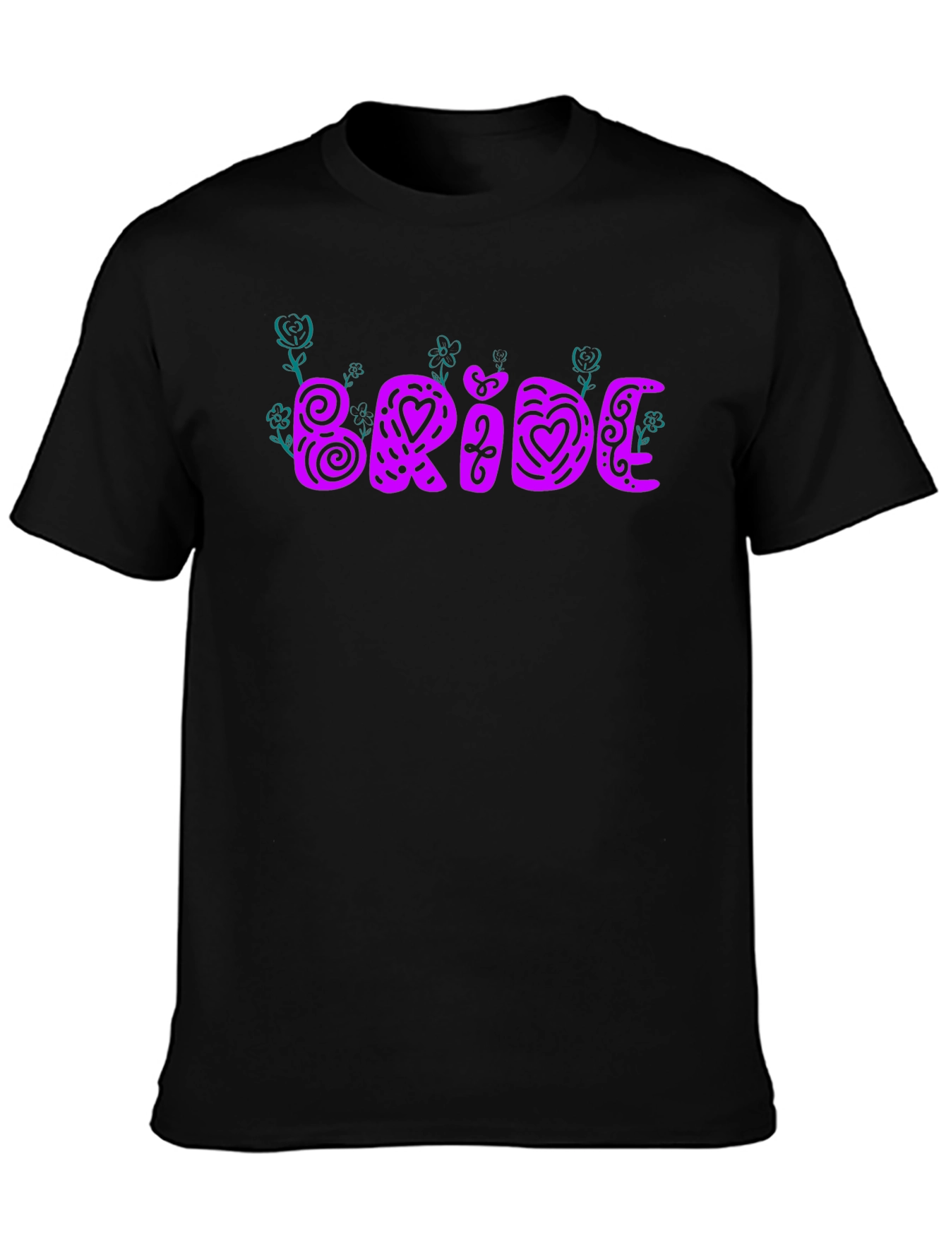Black Bride Tee - Floral Heart Design view 3