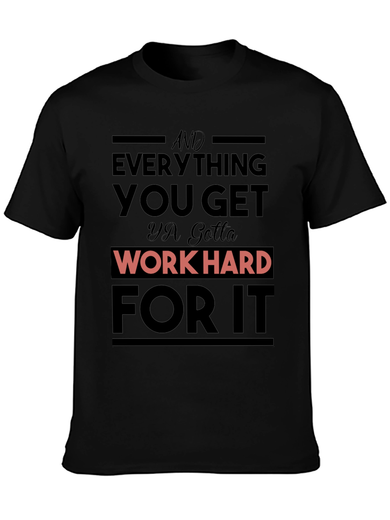 Black Work Hard Graphic T-Shirt view 3