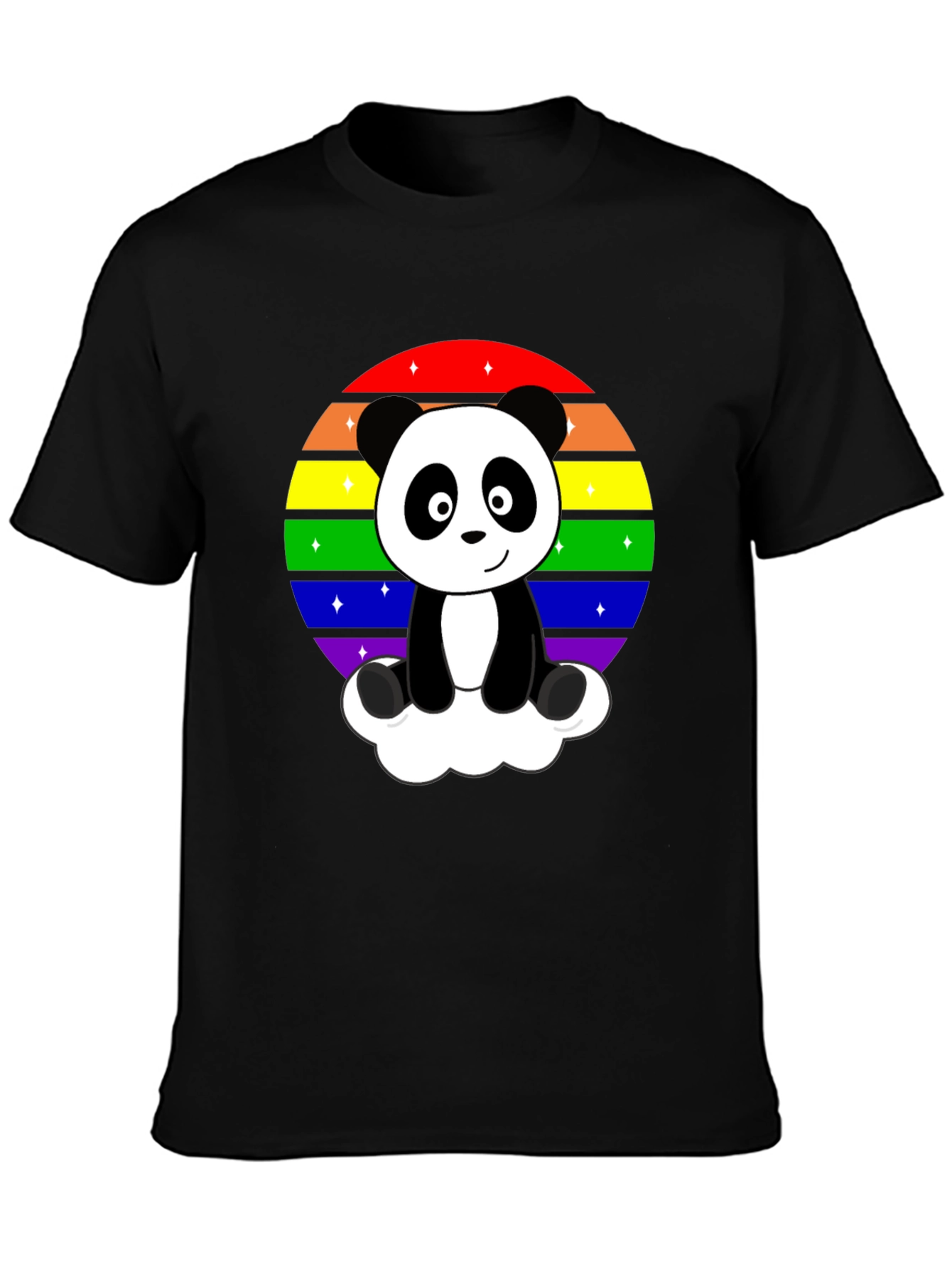 Black Rainbow Panda Graphic Tee view 3