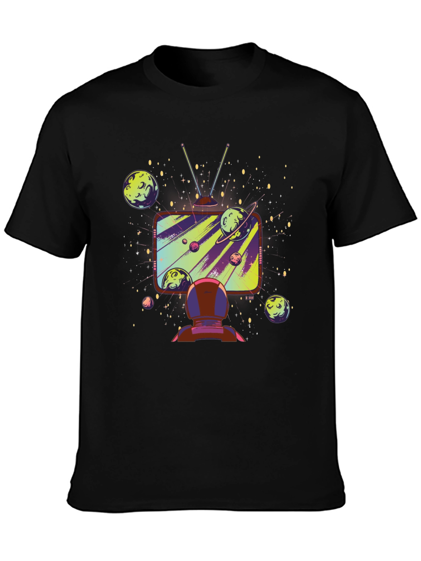 Black Astronaut Galaxy TV T-Shirt - Space Observer view 3