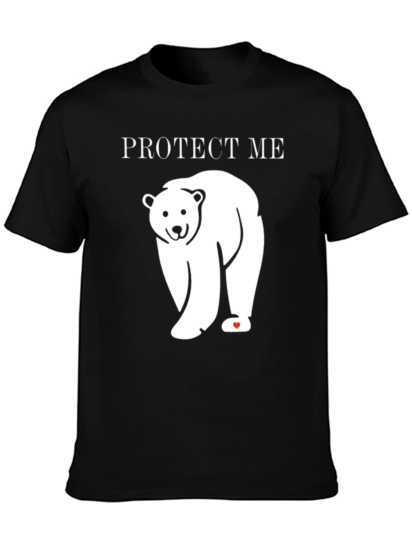 Black Protect Me Polar Bear Graphic Tee - Eco Awareness T-Shirt view 3
