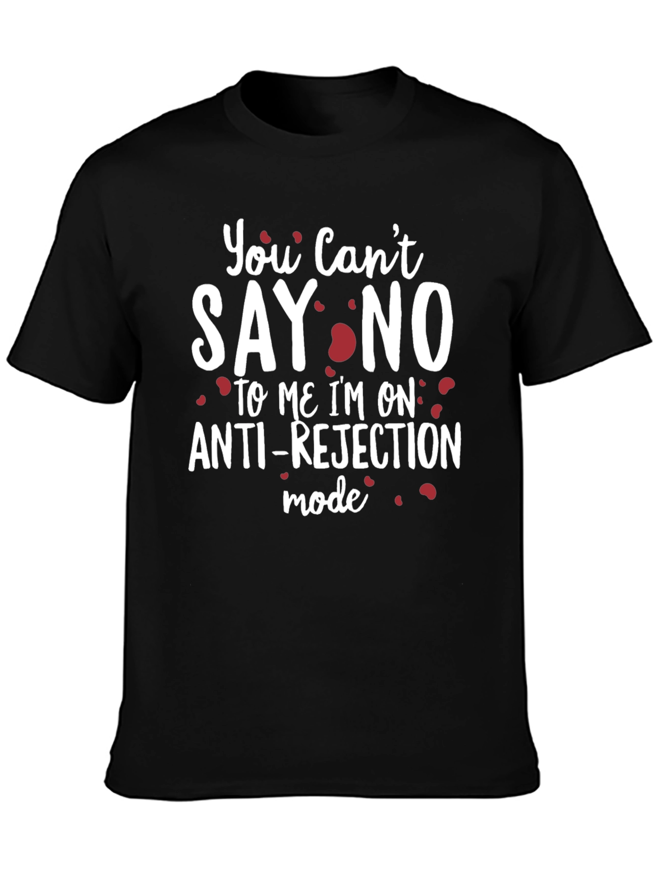 Black Anti-Rejection Mode Graphic Tee - Funny Slogan T-Shirt view 3