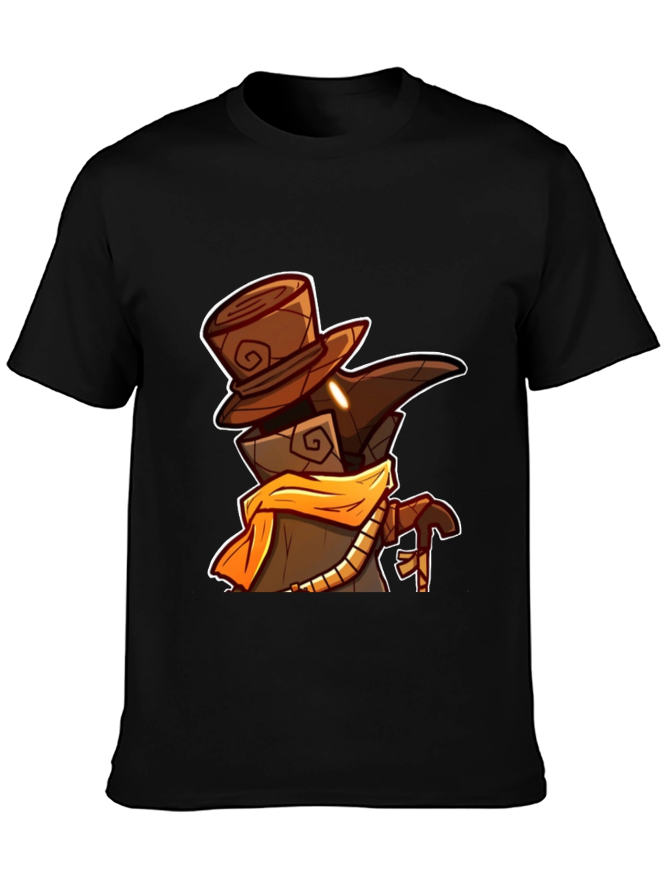 Black Plague Doctor Cartoon Graphic T-Shirt view 3