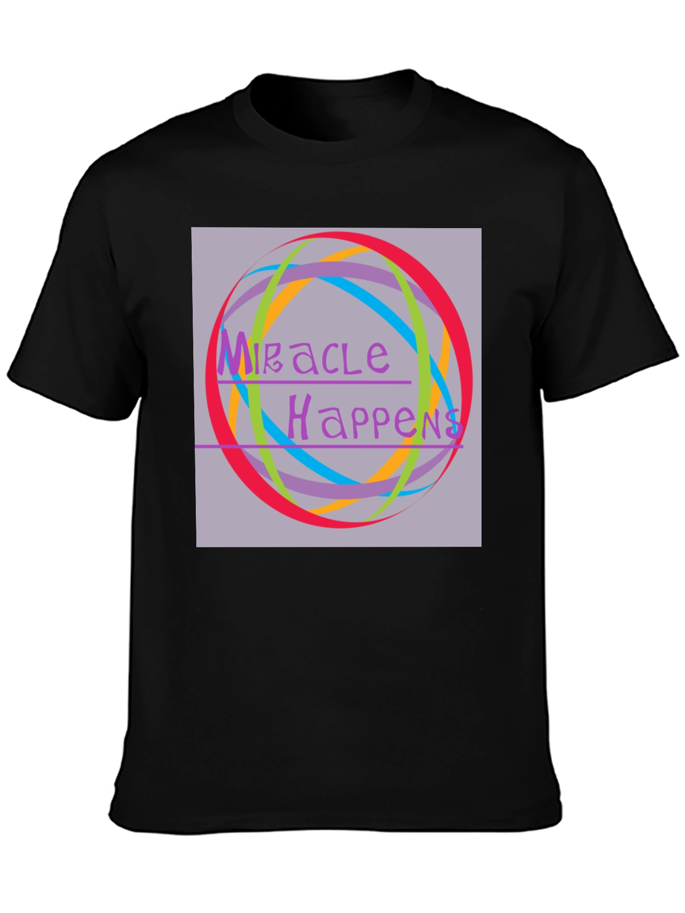 Black Miracle Happens Graphic Tee - Unisex Black T-Shirt view 3