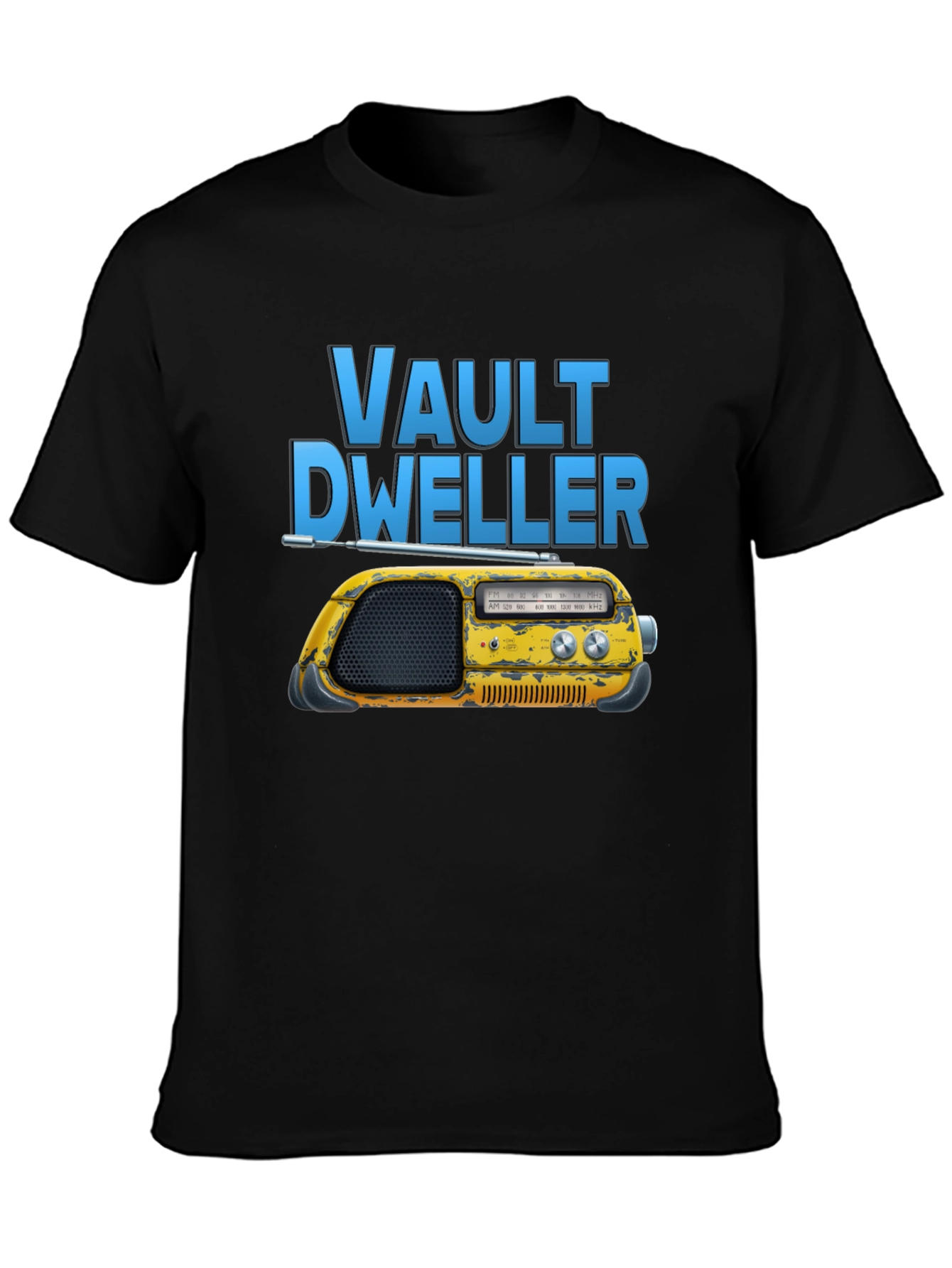 Black Vault Dweller Radio T-Shirt - Black Cotton Tee view 3