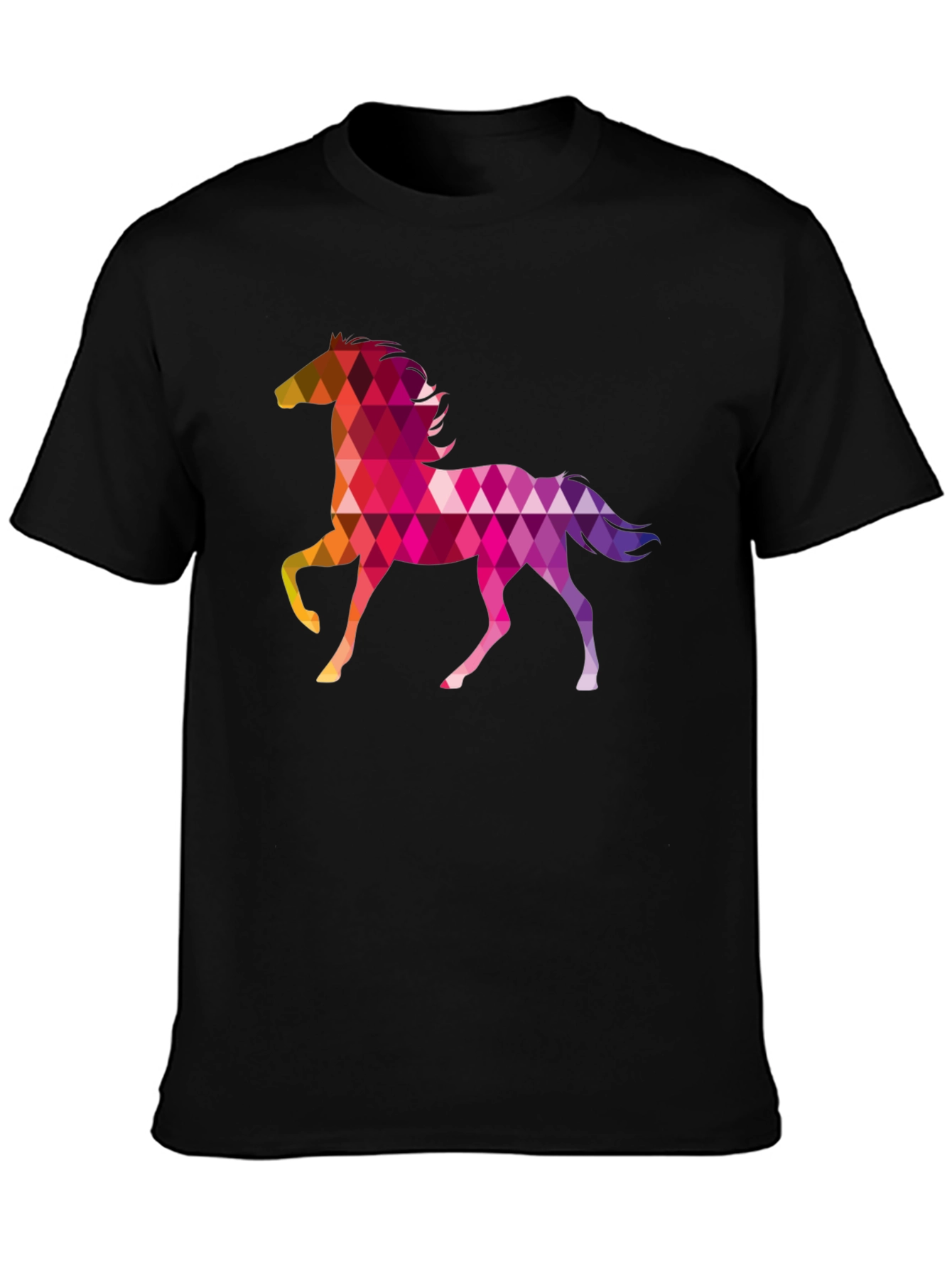 Black Geometric Horse T-Shirt view 3