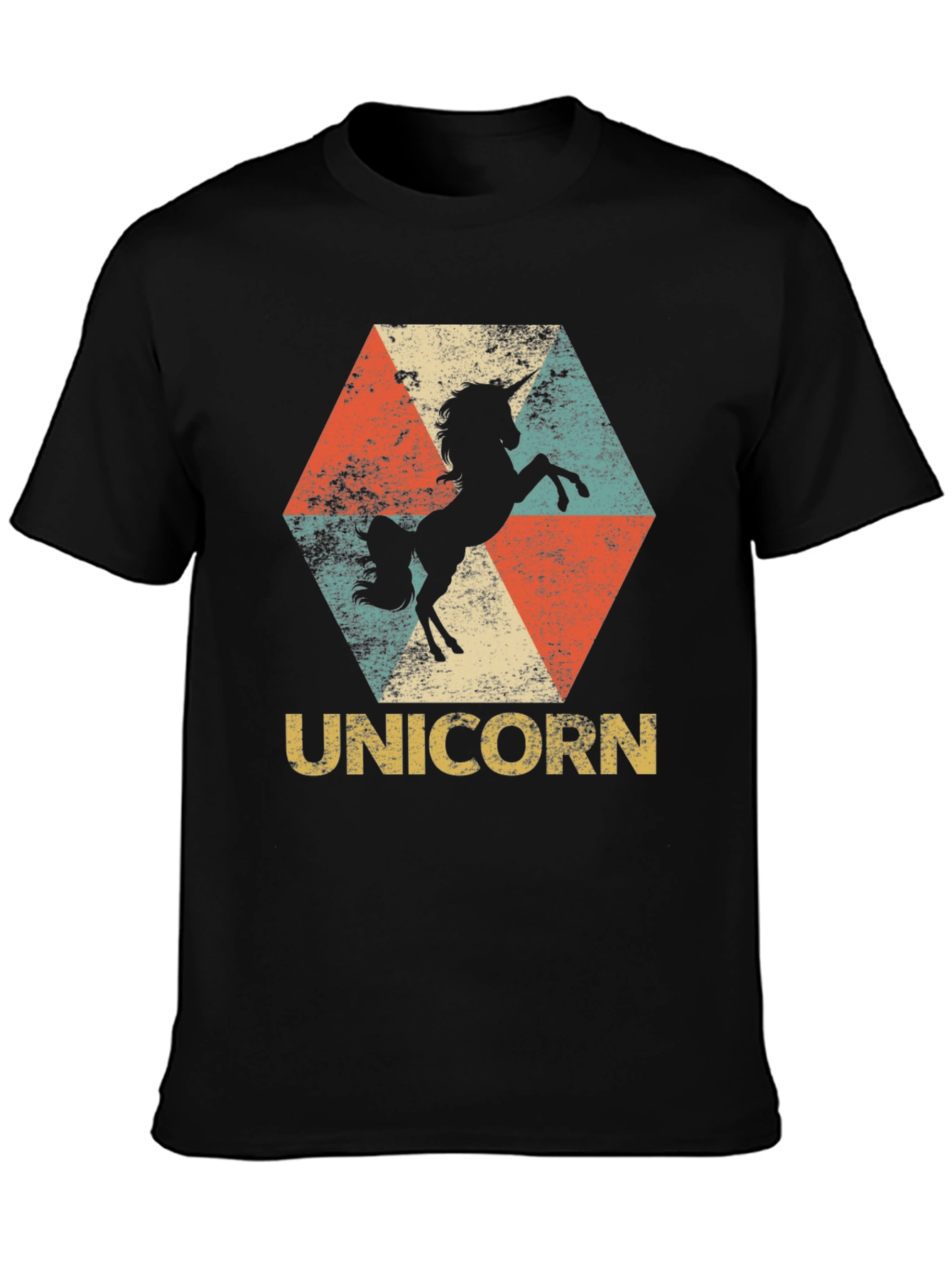 Black Retro Unicorn Graphic Tee view 3