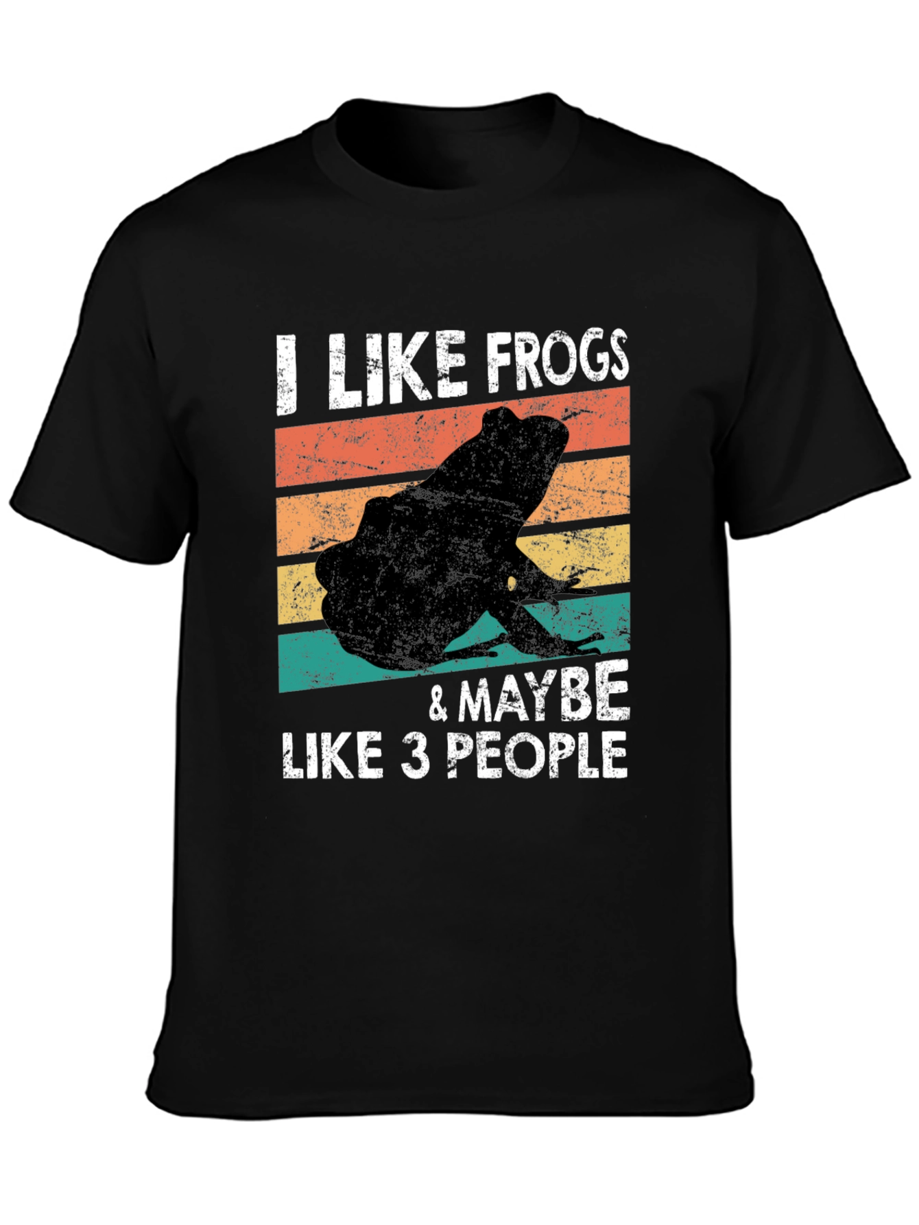 Black I Like Frogs & Maybe Like 3 People T-Shirt view 3