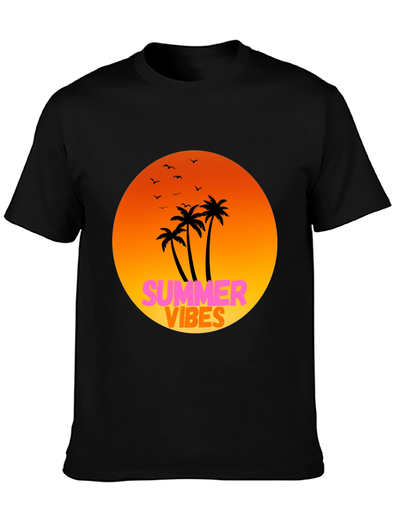Black Summer Vibes Graphic Tee - Relaxed Fit view 3