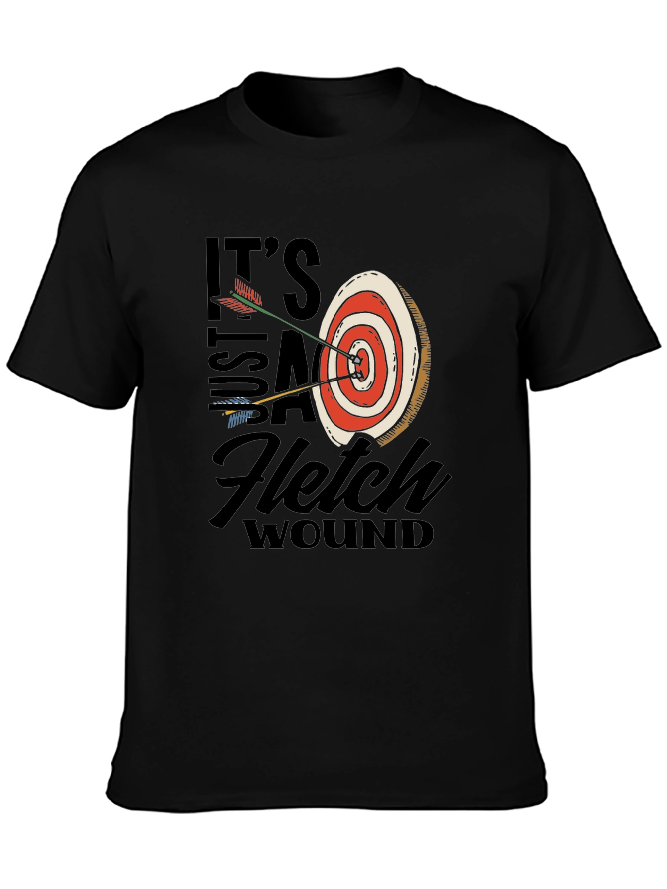 Black Archery Target T-Shirt: Just a Fletch Wound view 3