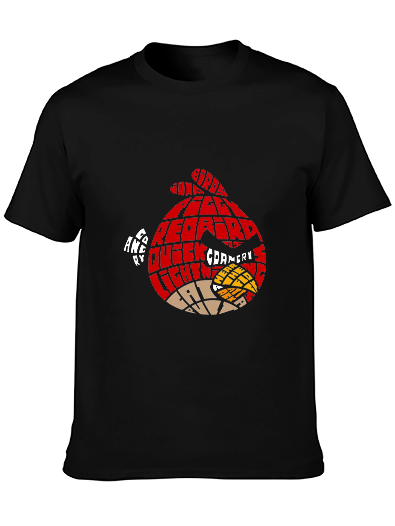 Angry Birds Red Bird Word Art T-Shirt - Black - 3