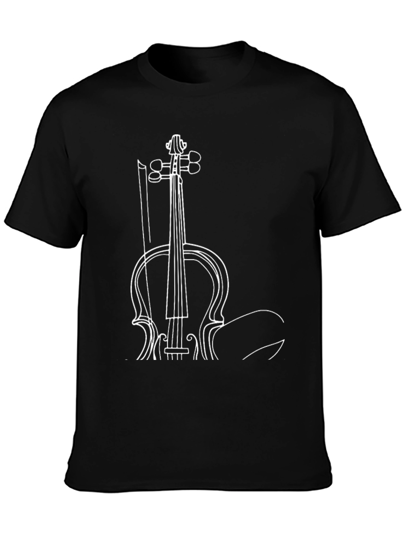 Black Musician's Black T-Shirt with Violin Print view 3