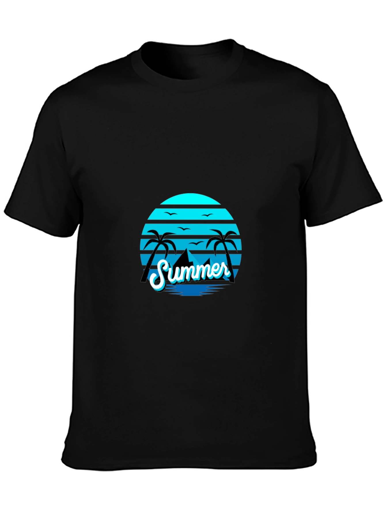 Black Summer Vibes Black T-Shirt - Beach Scene Graphic Tee view 3