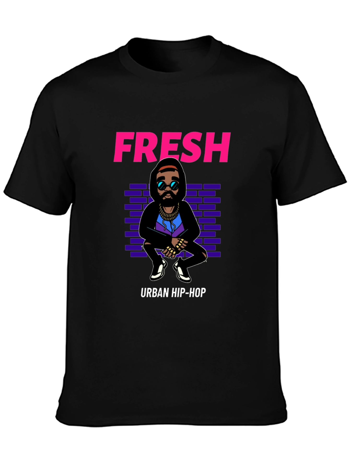 Black Fresh Urban Hip-Hop Graphic Tee view 3