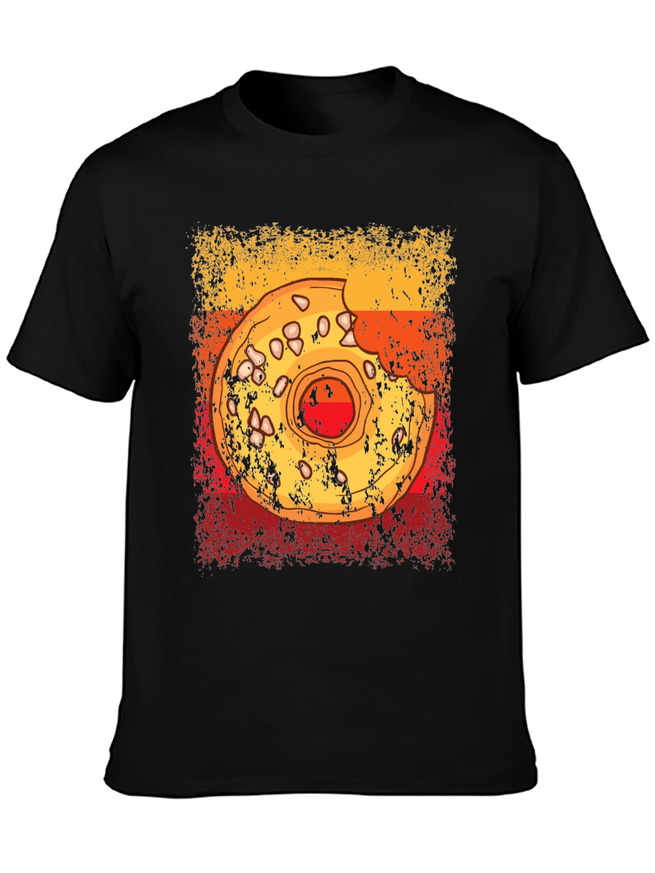 Black Distressed Donut Graphic T-Shirt - Casual Comfort view 3