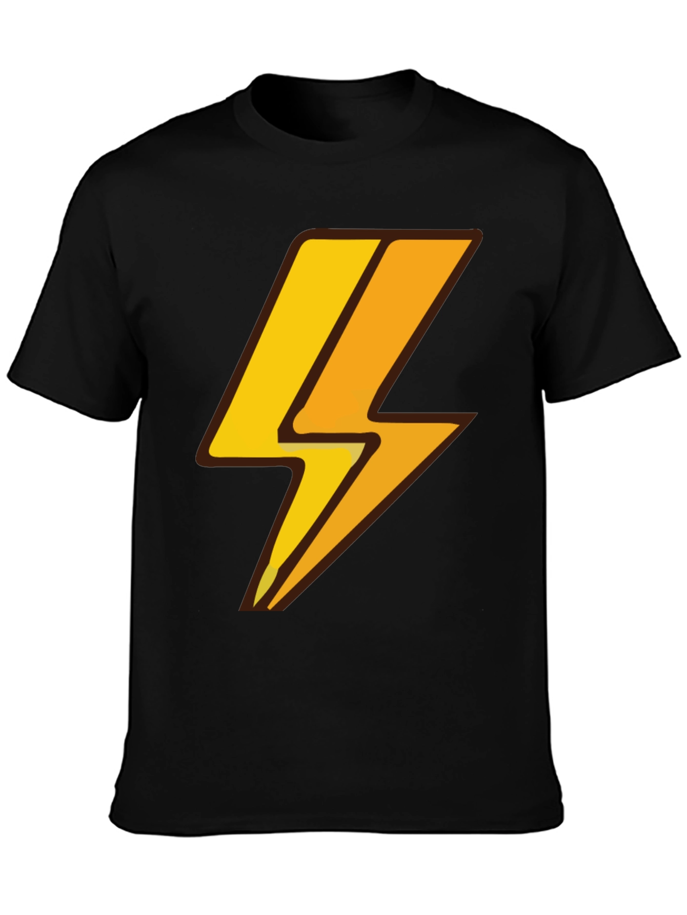 Black Lightning Bolt Graphic Tee - Black Cotton T-Shirt view 3