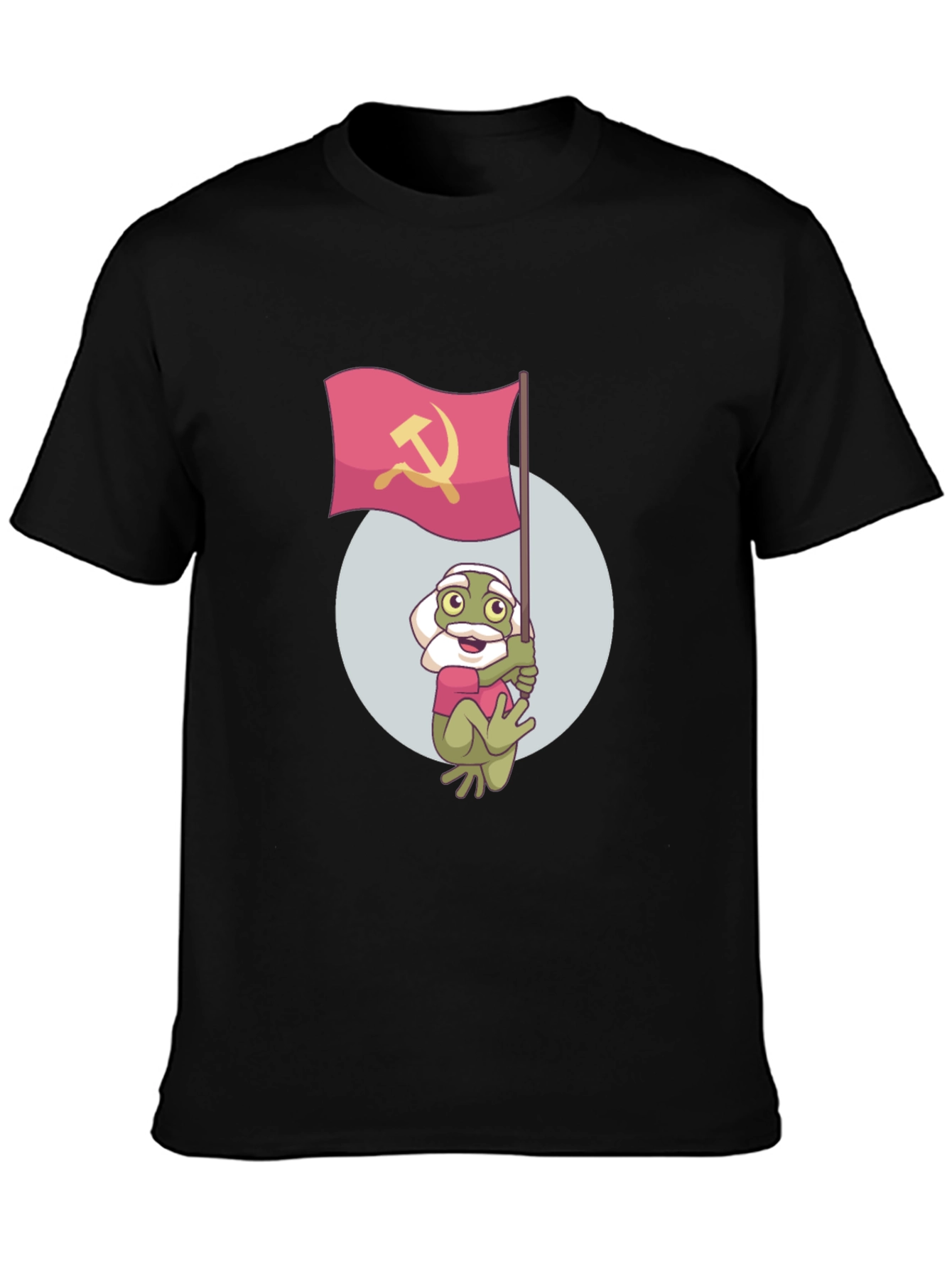 Black Frog Waving Hammer & Sickle Flag T-Shirt view 3