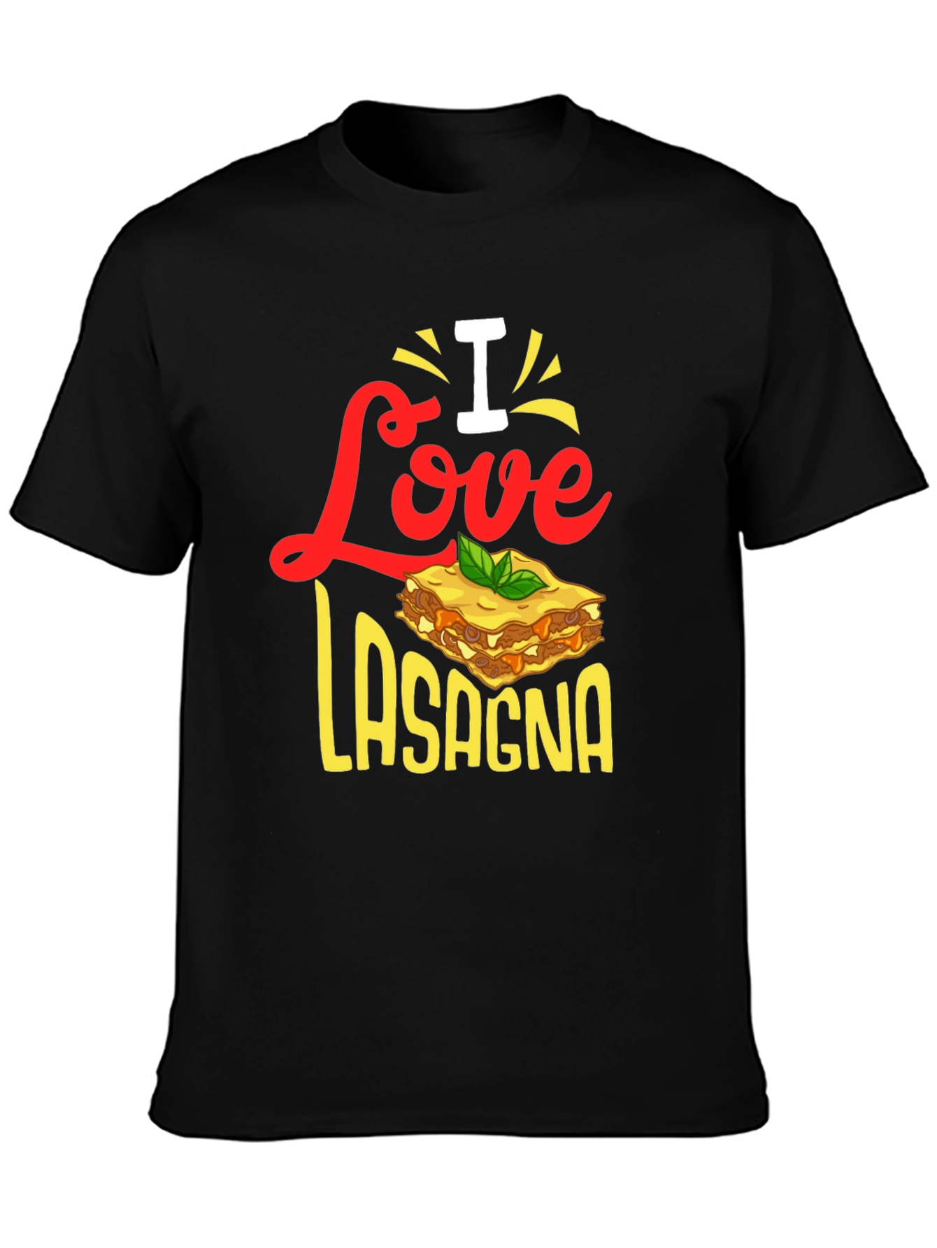 Black I Love Lasagna T-Shirt - Foodie Apparel view 3