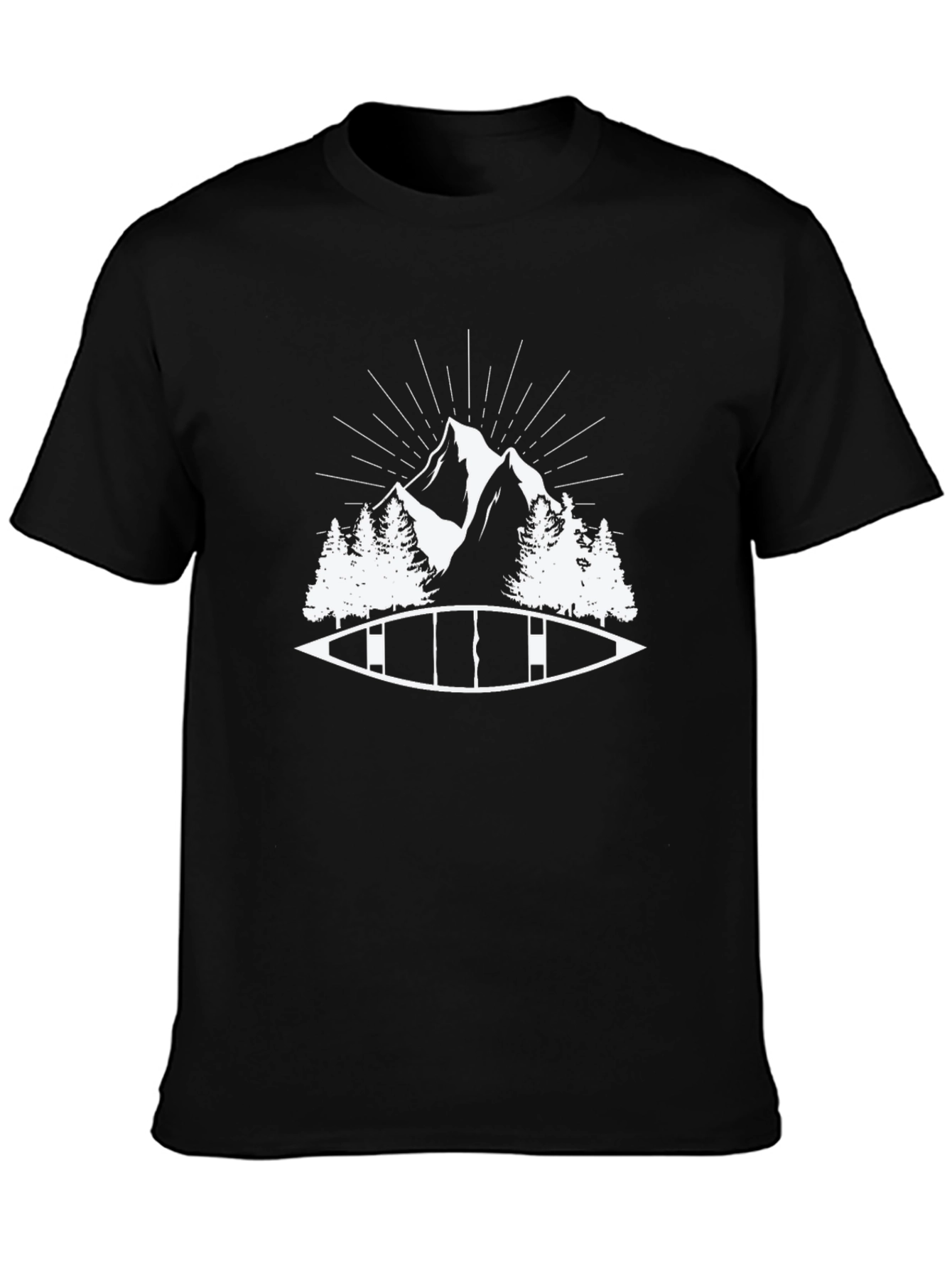 Black Canoe Mountain T-Shirt - Adventure Awaits view 3