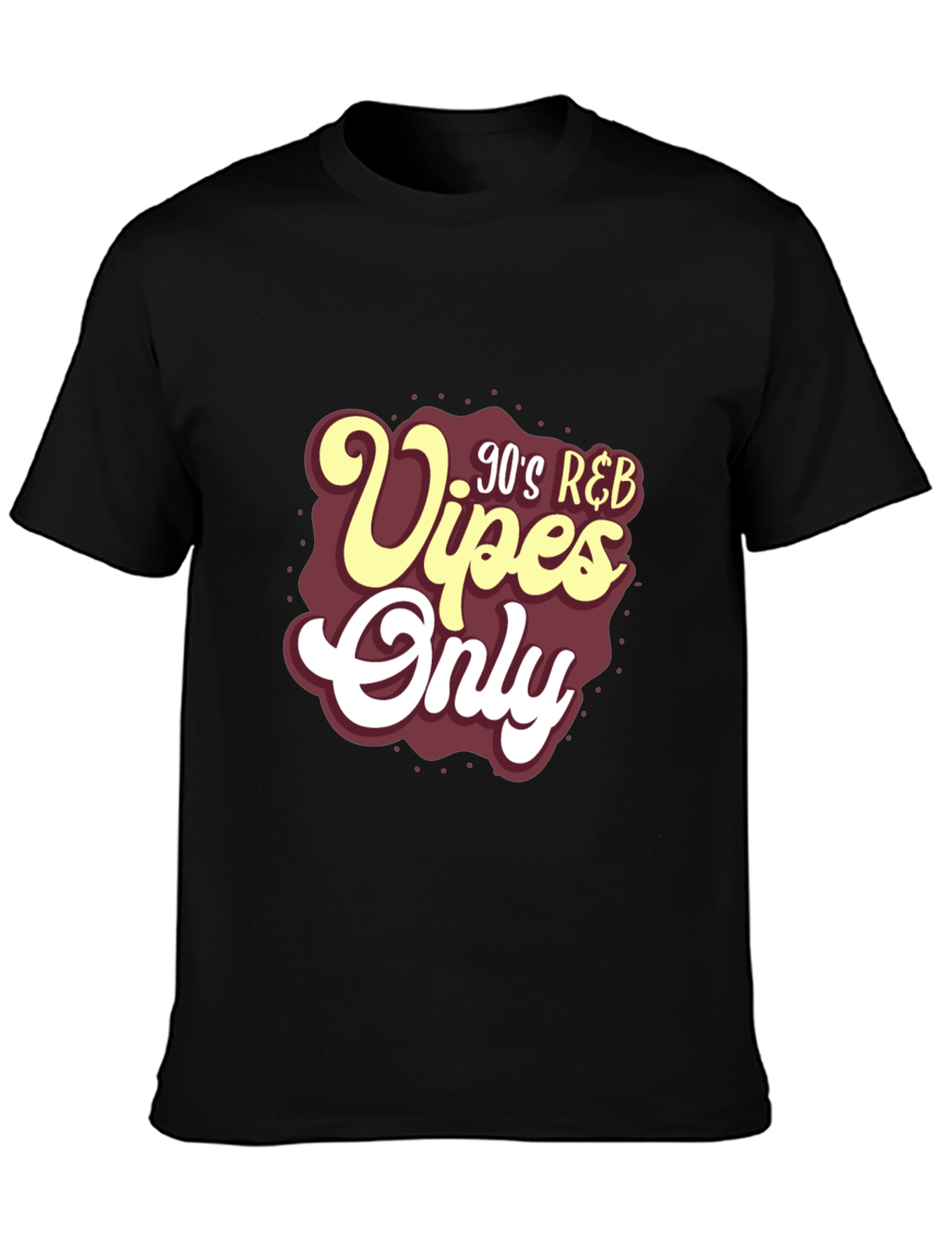 Black 90's R&B Vibes Only T-Shirt view 3