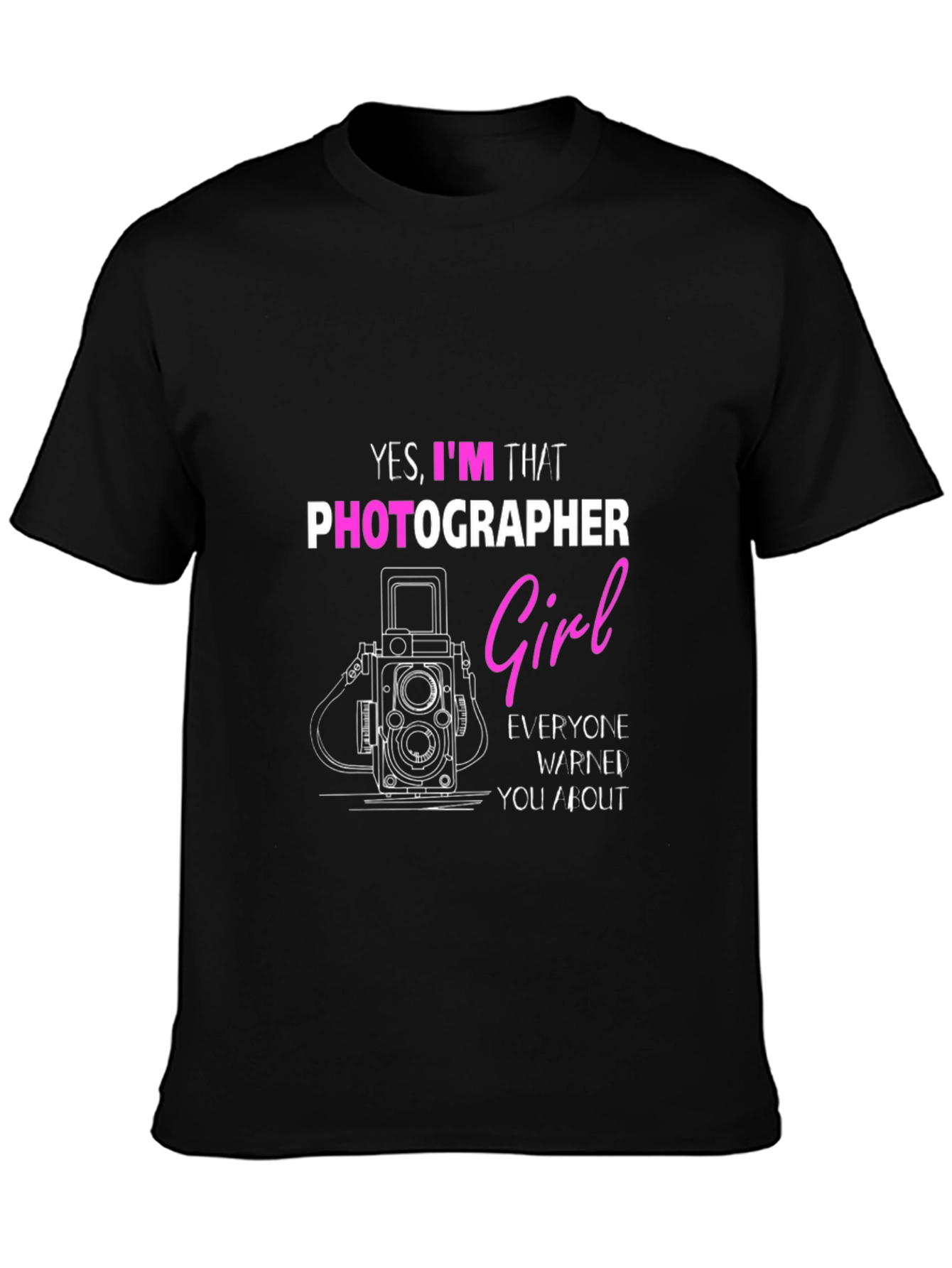 Black Photographer Girl T-Shirt - Funny Camera Tee view 3