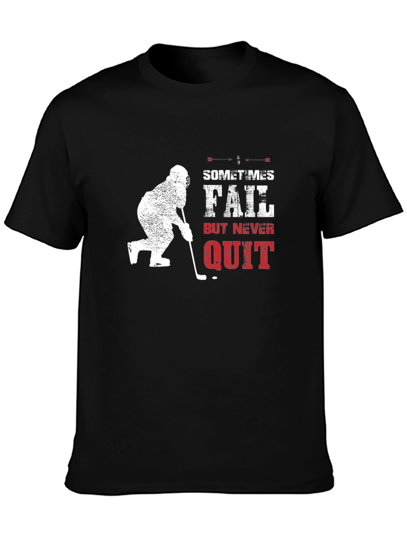 Black Hockey Never Quit Black T-Shirt view 3