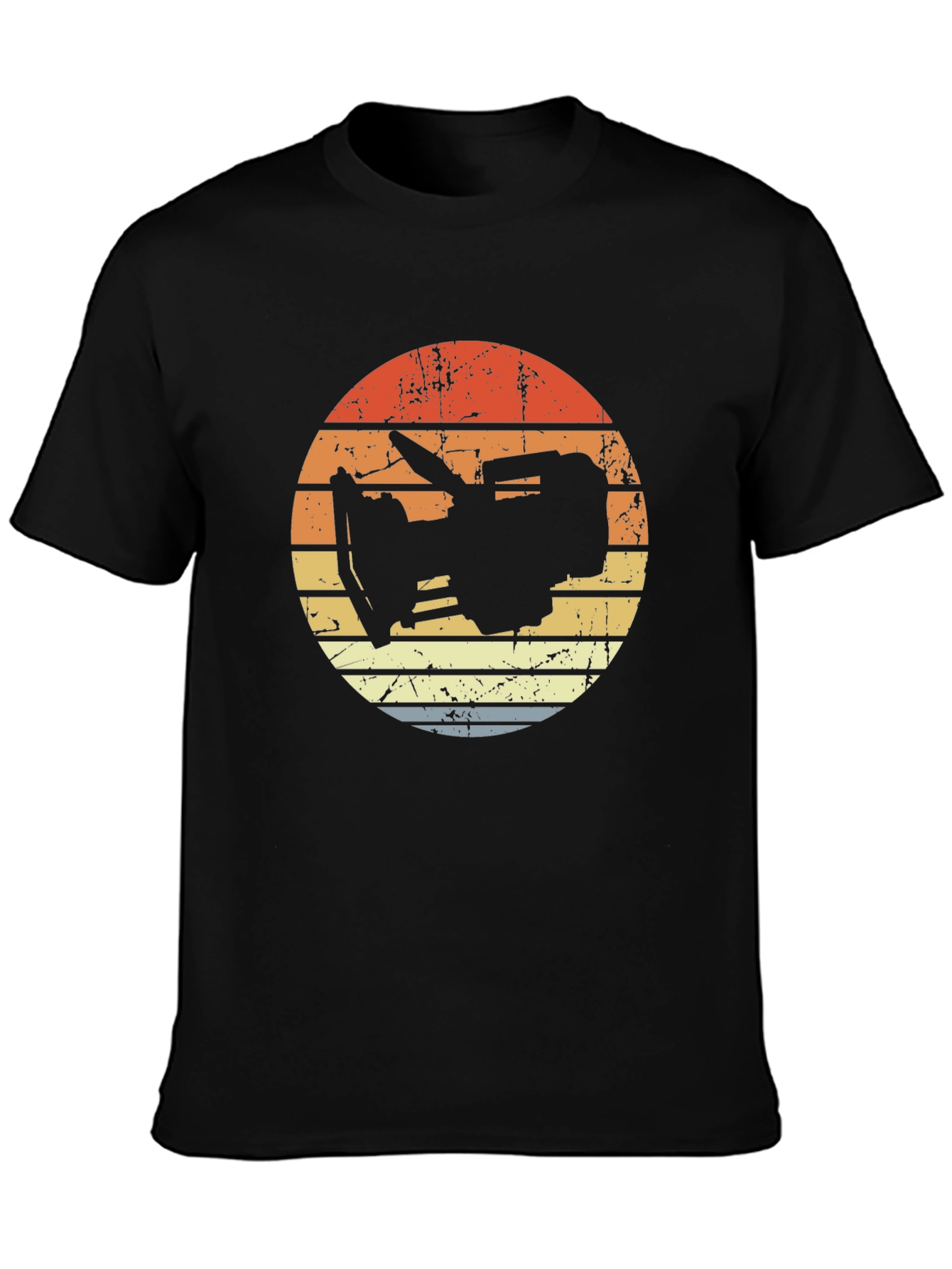 Black Vintage Style Camera Silhouette T-Shirt view 3