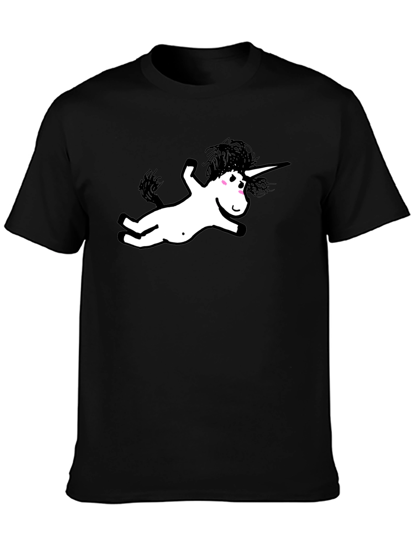 Black Black T-Shirt with Whimsical Unicorn Graphic view 3