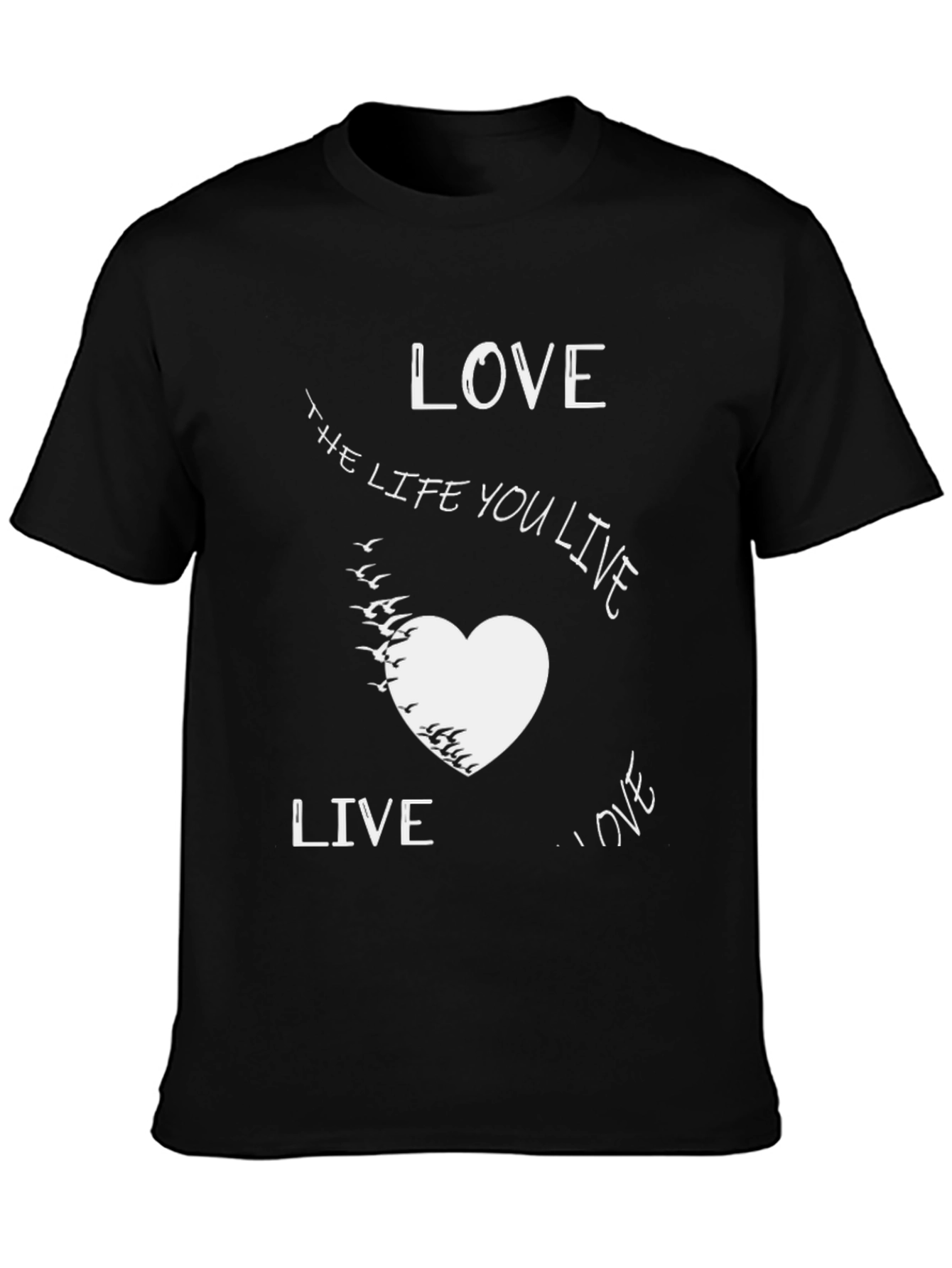 Black Love the Life You Live Graphic Tee - Black Cotton view 3