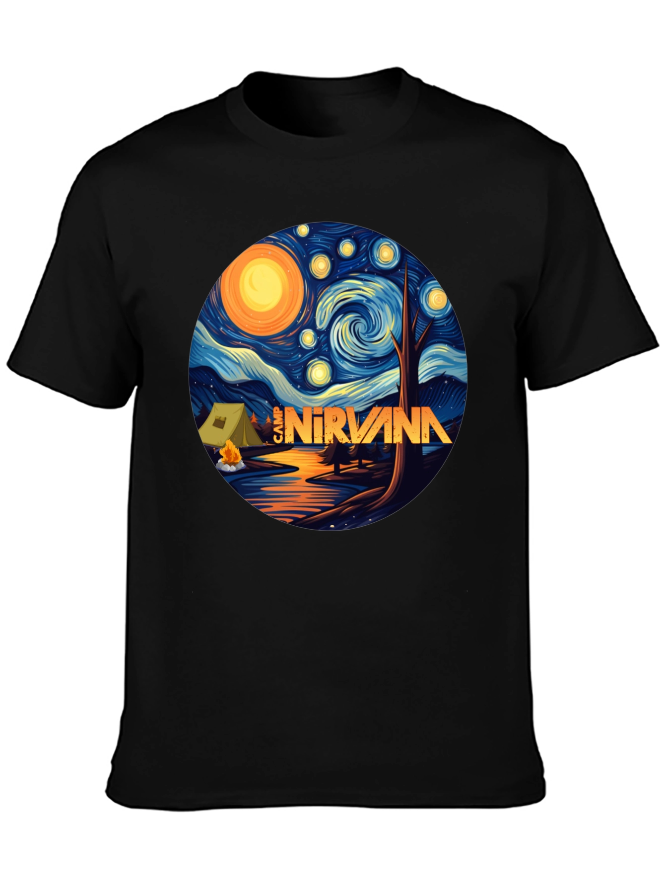 Black Camp Nirvana Starry Night T-Shirt view 3