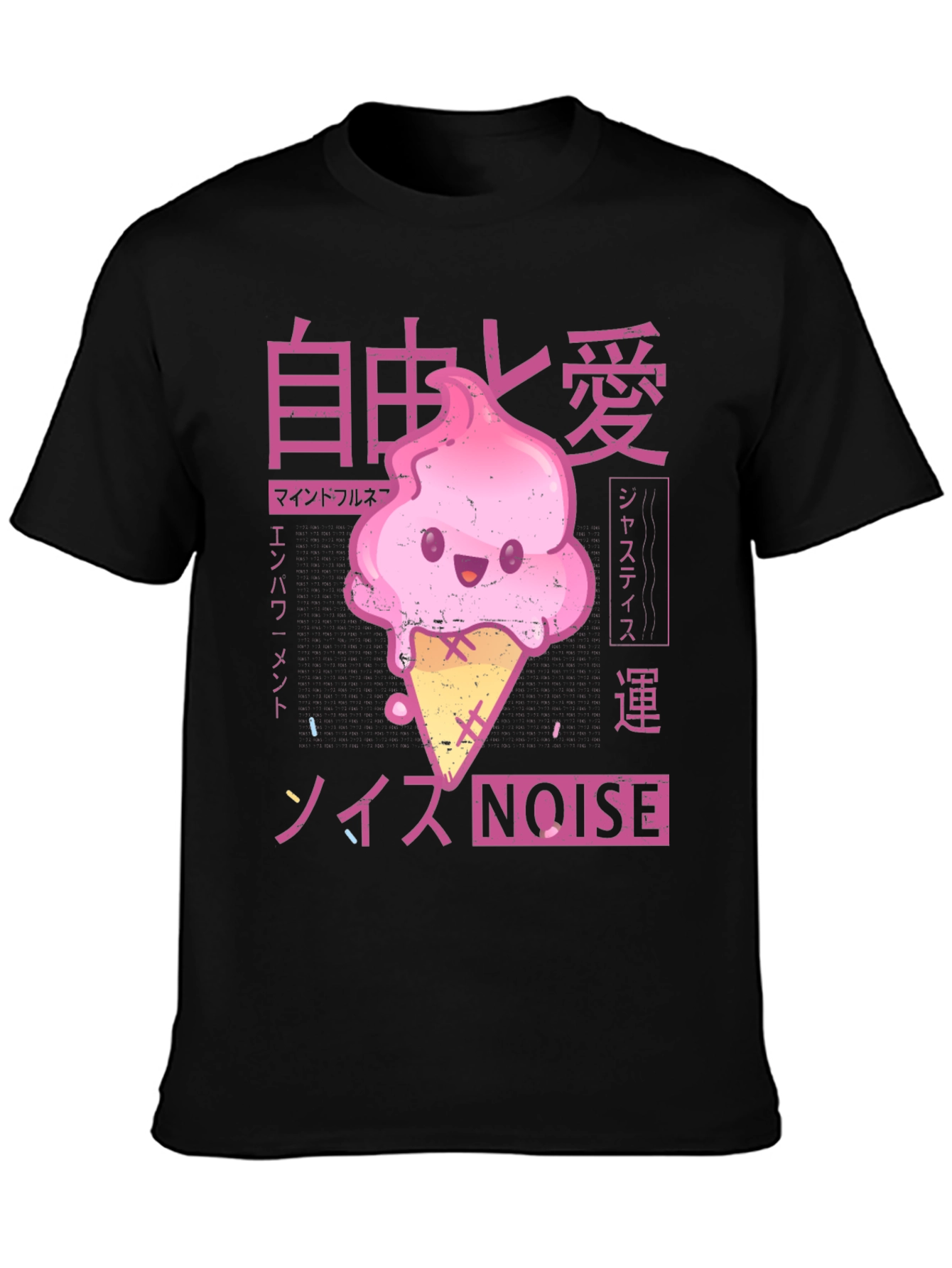 Black Kawaii Ice Cream Anime Graphic T-Shirt view 3