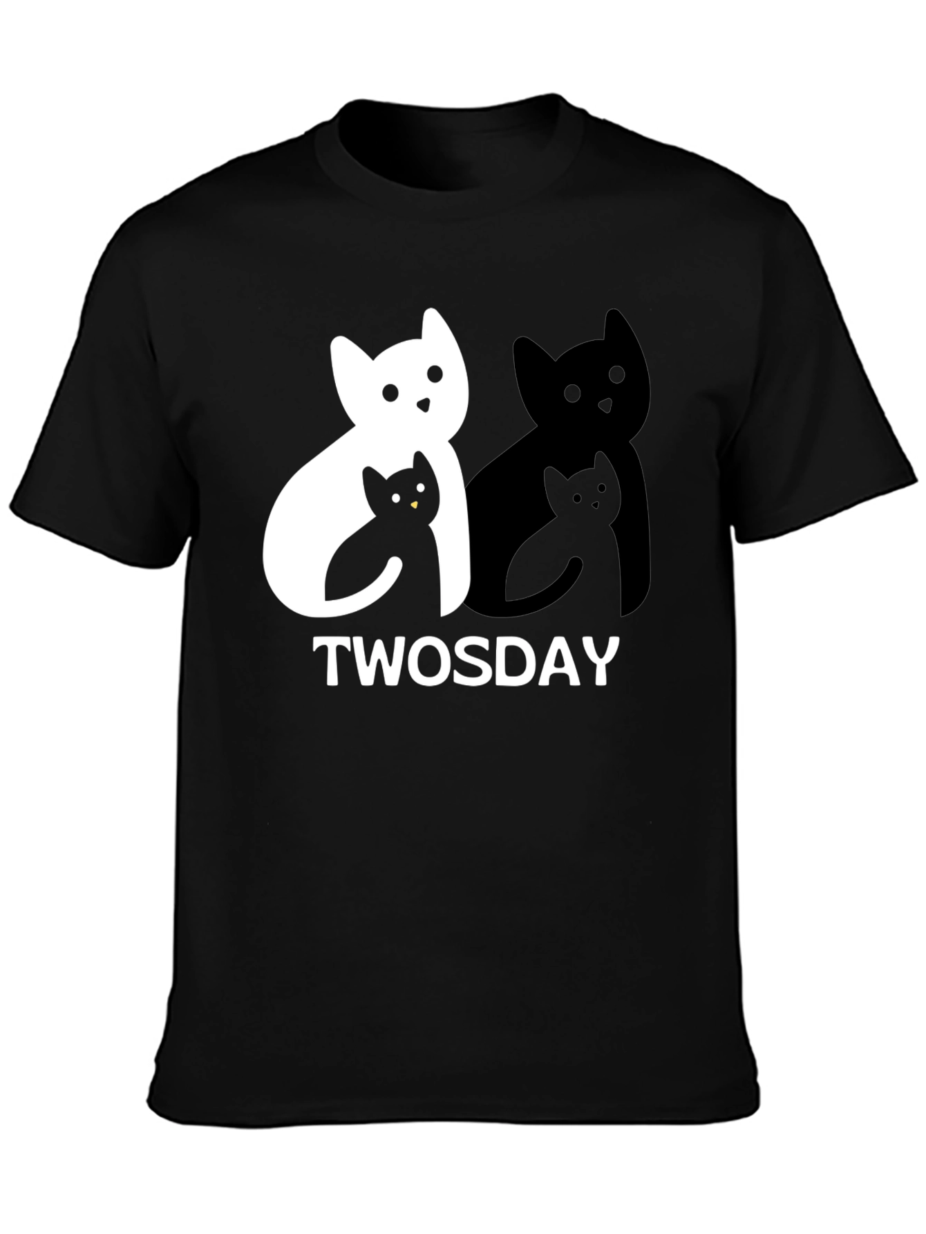 Black Twosday Cat T-Shirt - Black Graphic Tee view 3