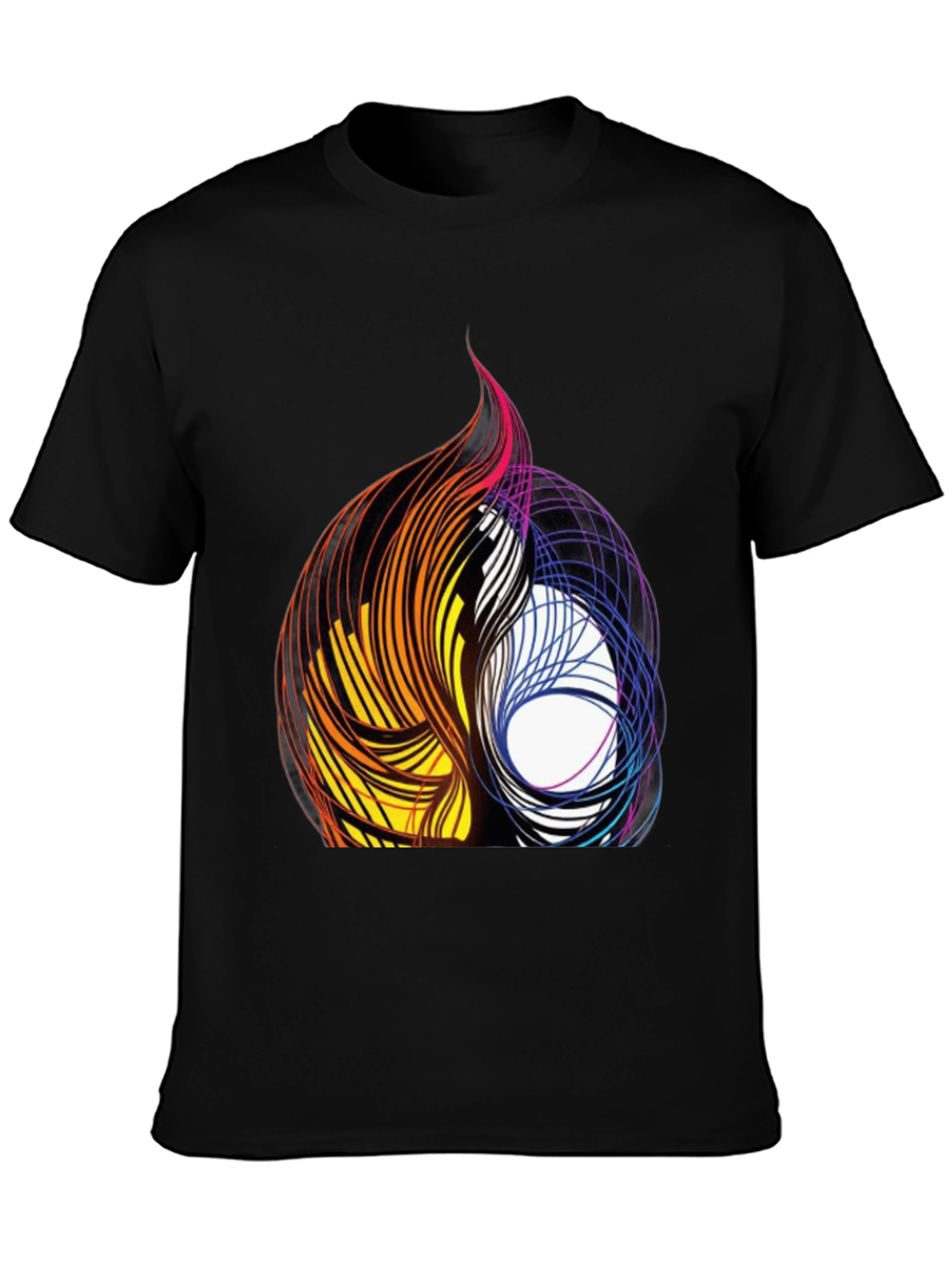Black Abstract Swirl Graphic Black Tee view 3