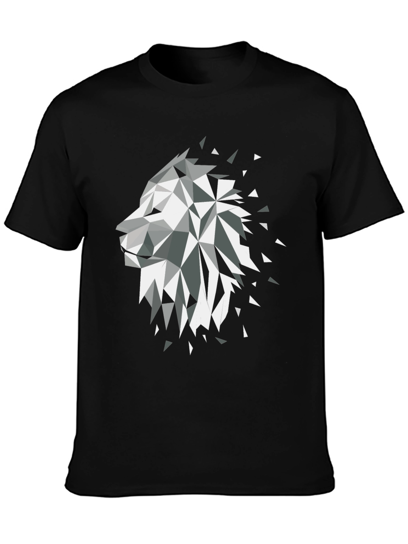 Black Geometric Lion Black Graphic Tee view 3