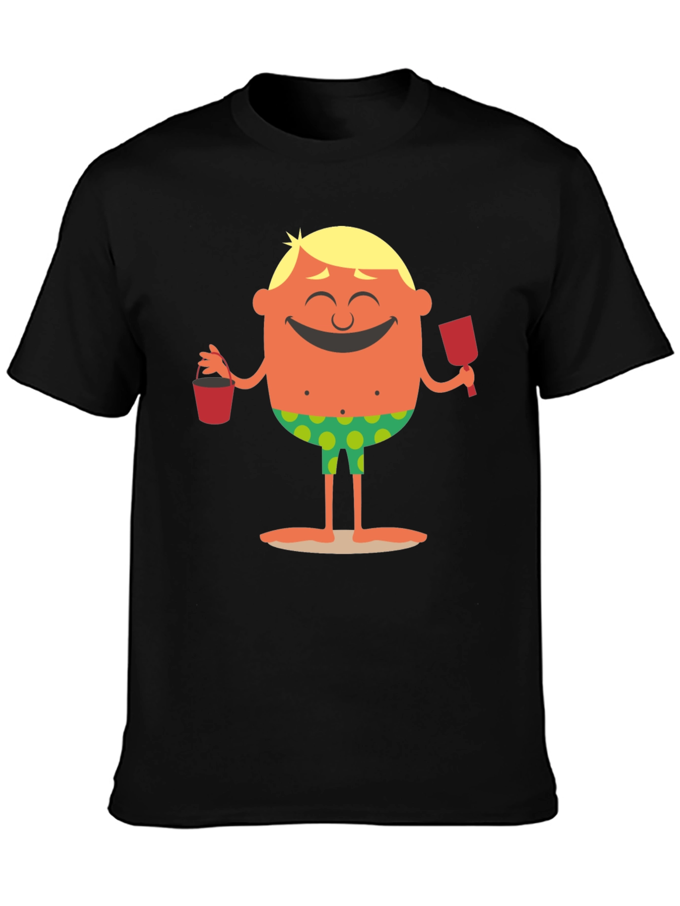 Black Cartoon Beach Dude Graphic T-Shirt view 3