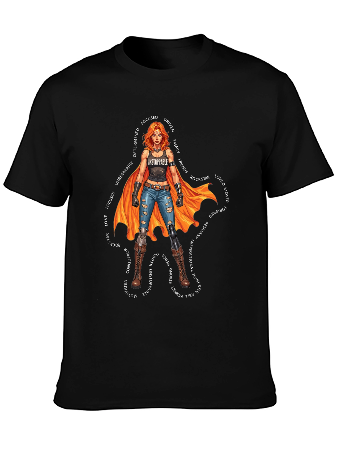 Black Unstoppable Woman Graphic T-Shirt view 3