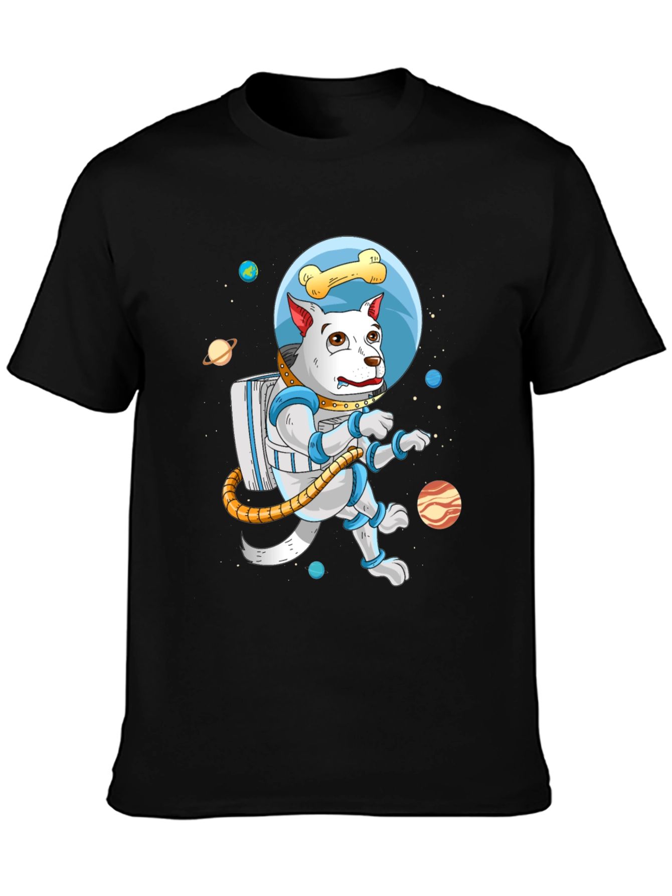 Black Dog Astronaut T-Shirt - Space Pup Tee view 3