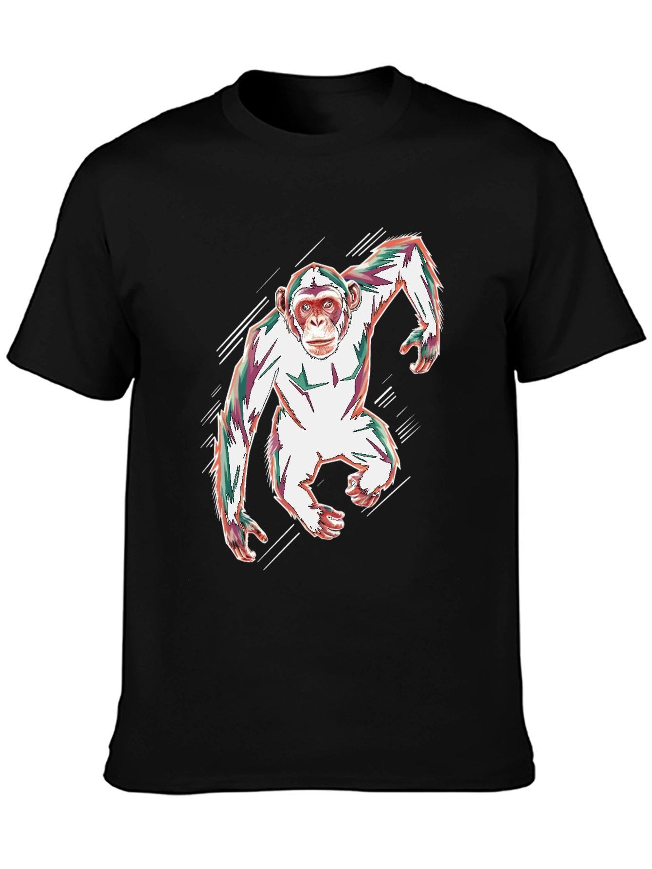 Black Abstract Monkey Graphic Black T-Shirt view 3