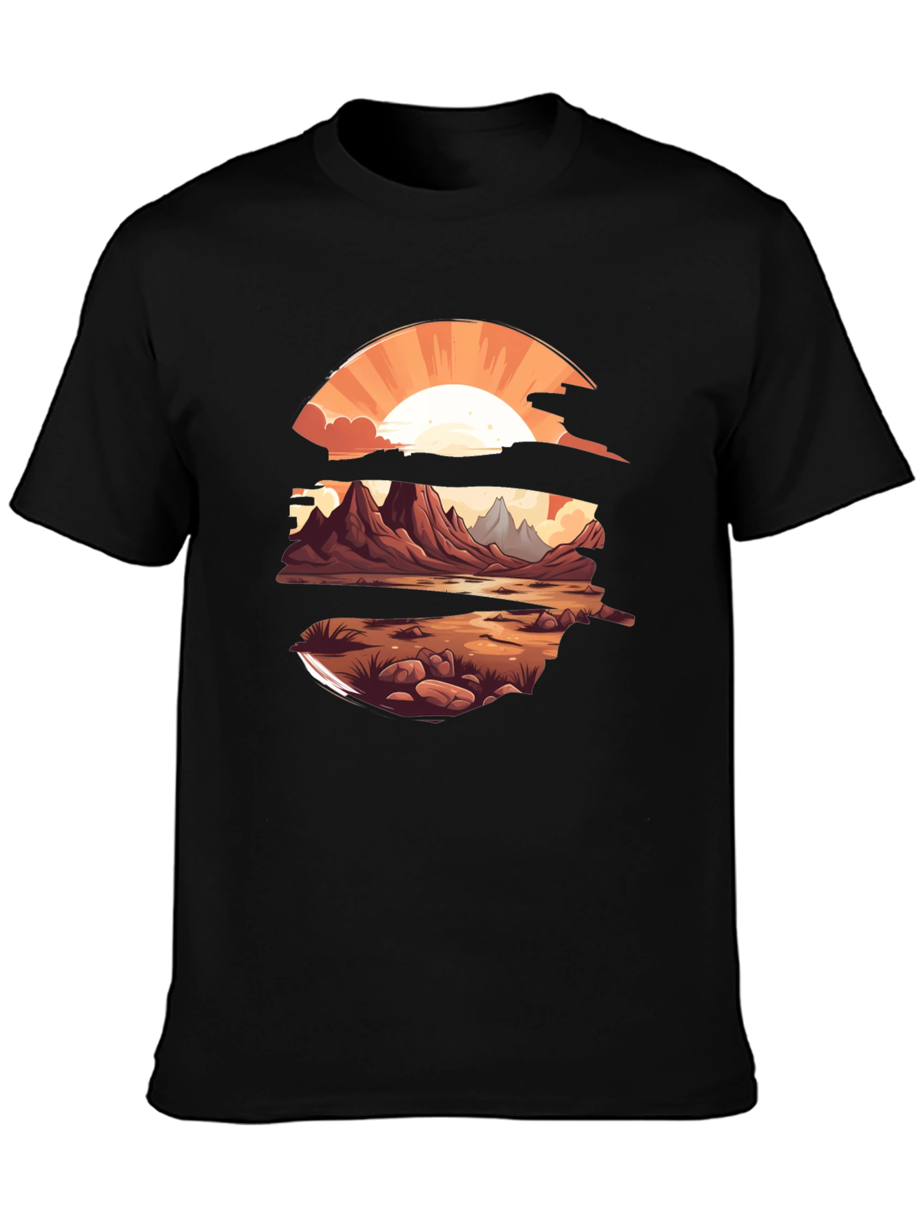Black Sunset Landscape Graphic Tee - Stylish Comfort view 3