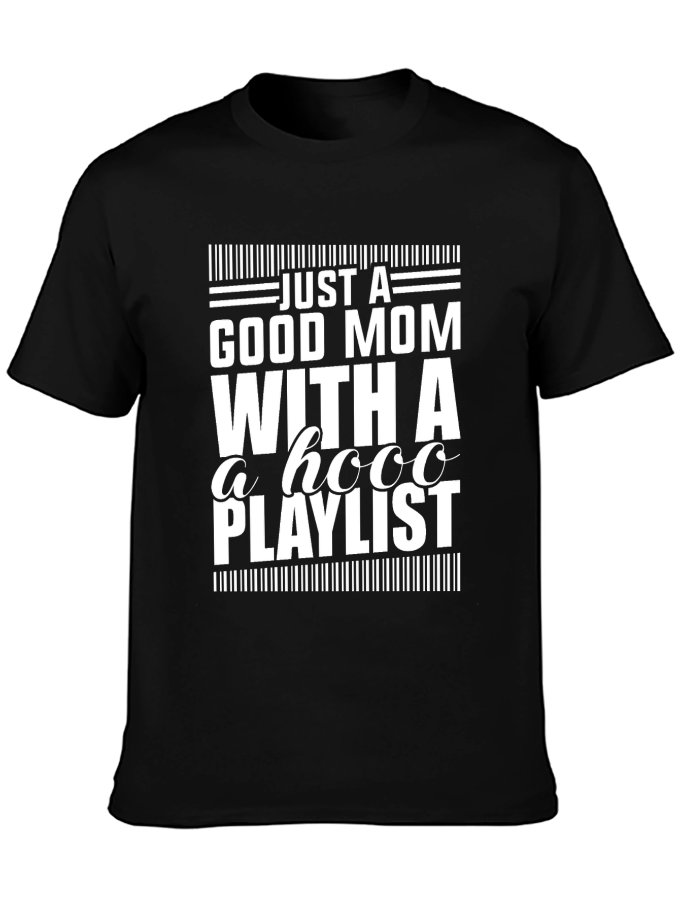 Black Good Mom With a HOOO Playlist T-Shirt view 3